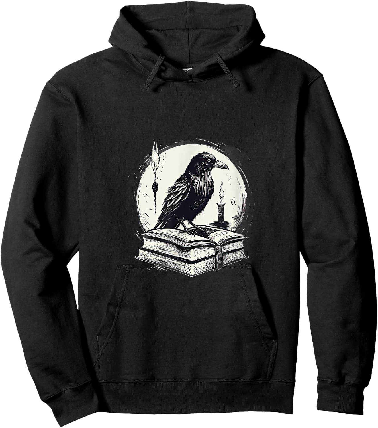 Raven Reading Book Occult Crow Hoodie - Hoodie | Black
