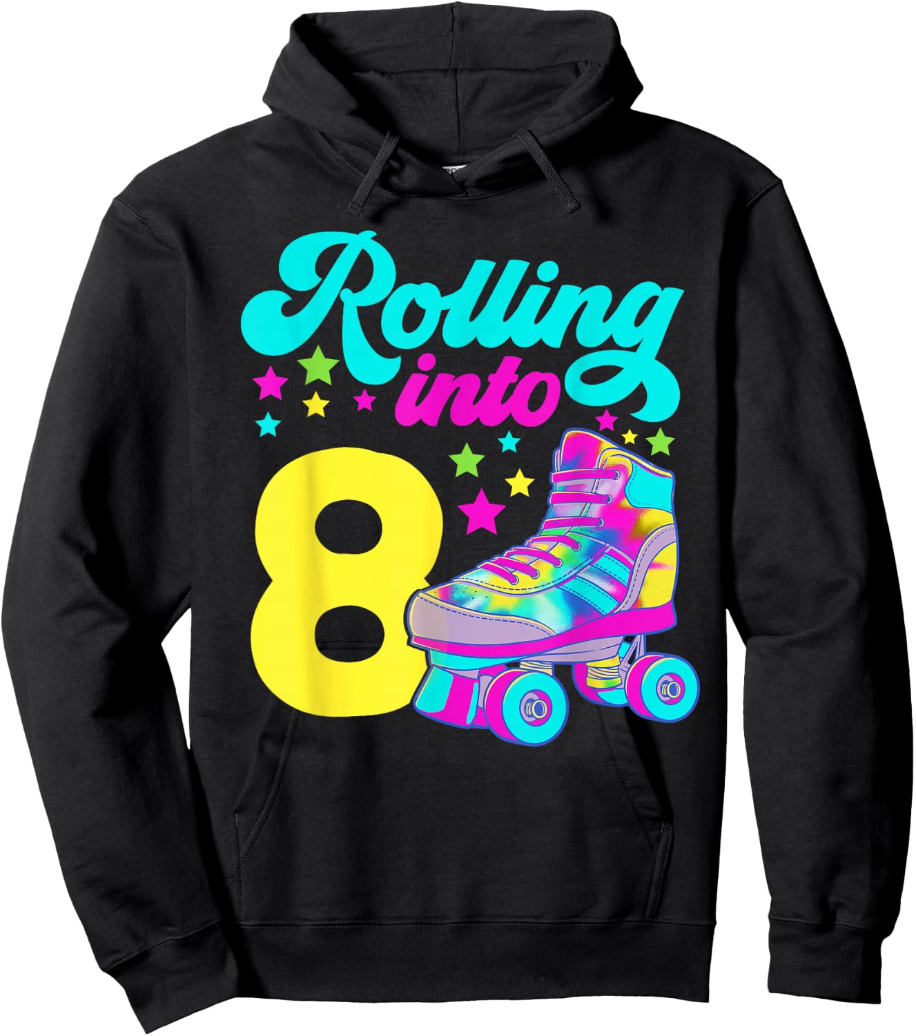 Rolling into 8 Girls 8th Birthday Roller Skates Hoodie - Hoodie | Black