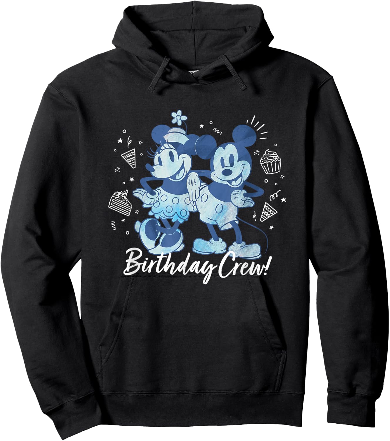 Disney Mickey Mouse and Minnie Mouse Birthday Crew Retro Hoodie - Hoodie | Black