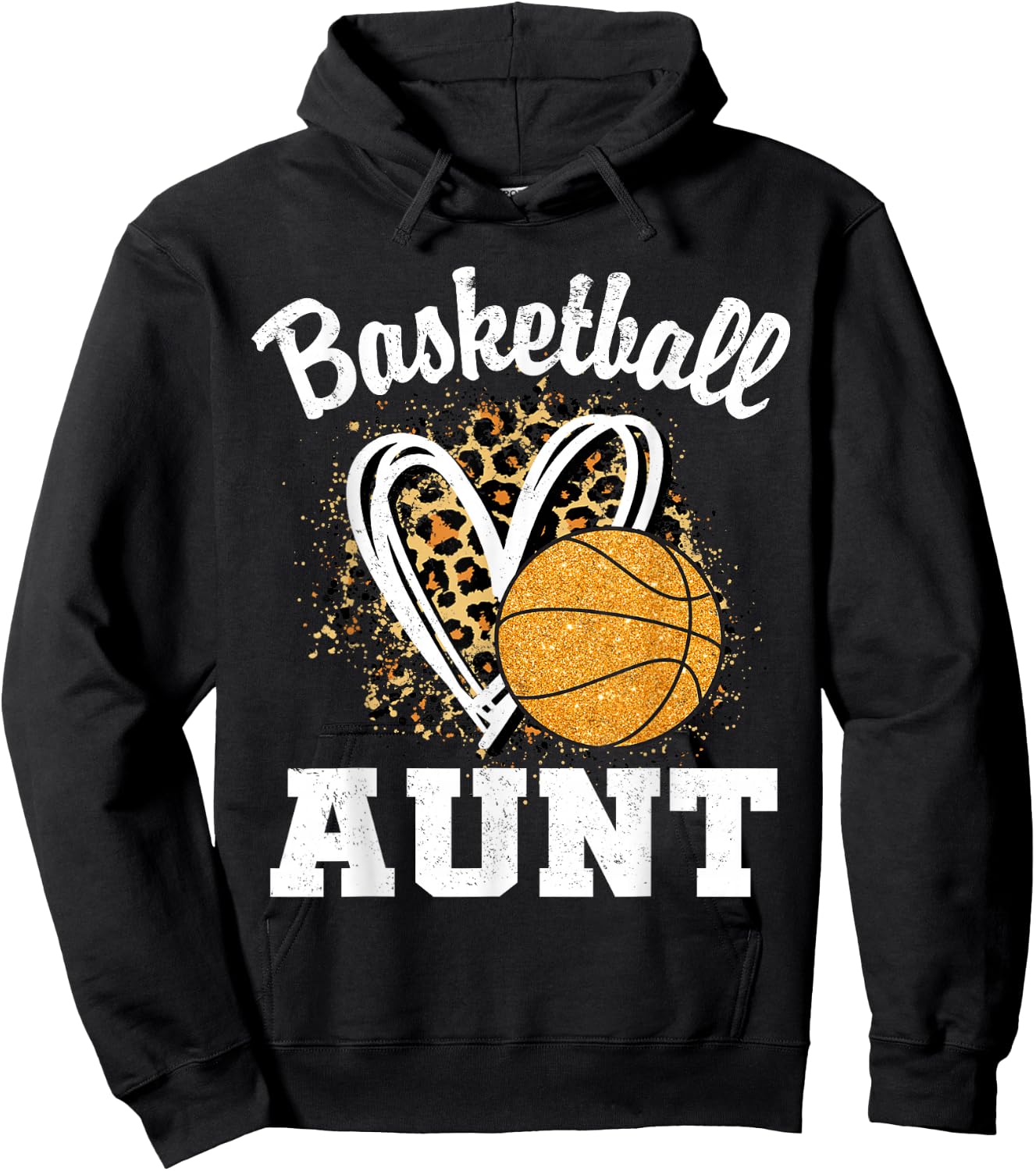 Basketball Aunt Leopard Heart Hoodie - Hoodie | Black