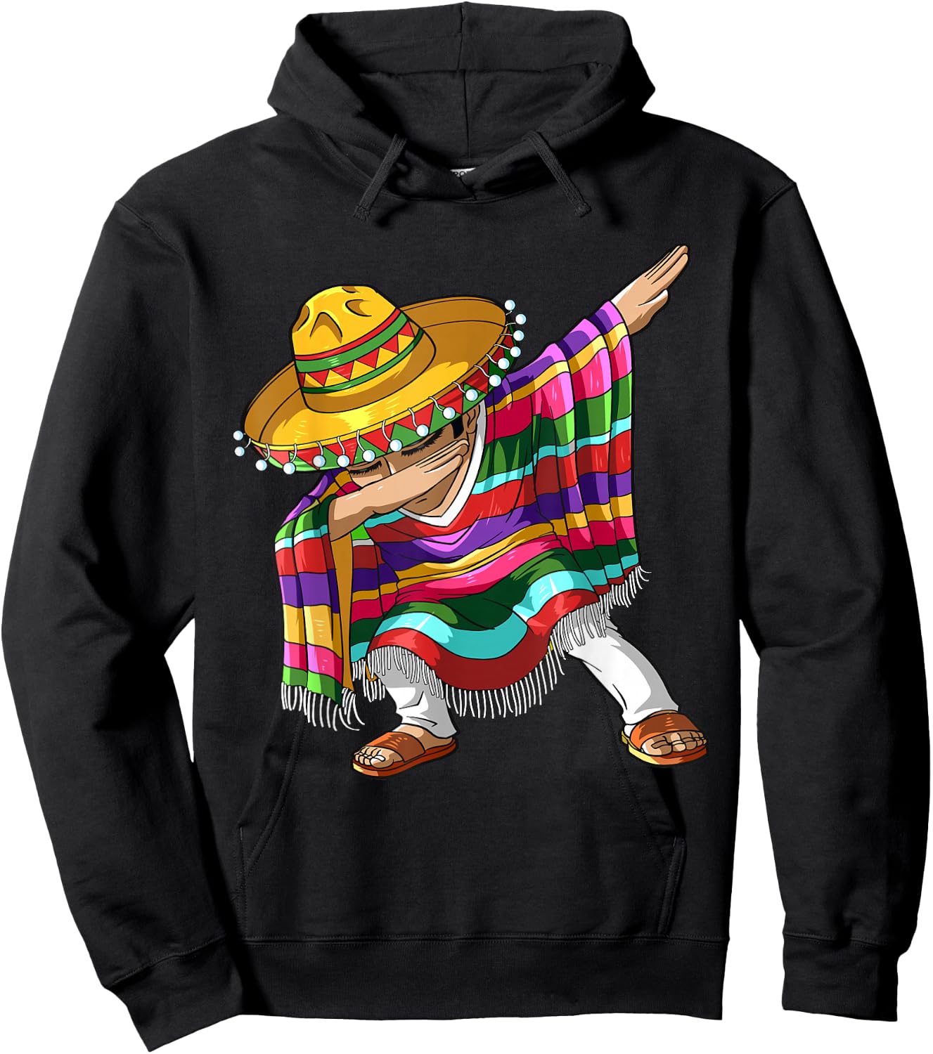 Dabbing Mexican Poncho Cinco de Mayo Boys Men Sombrero Dab Hoodie - Hoodie | Black