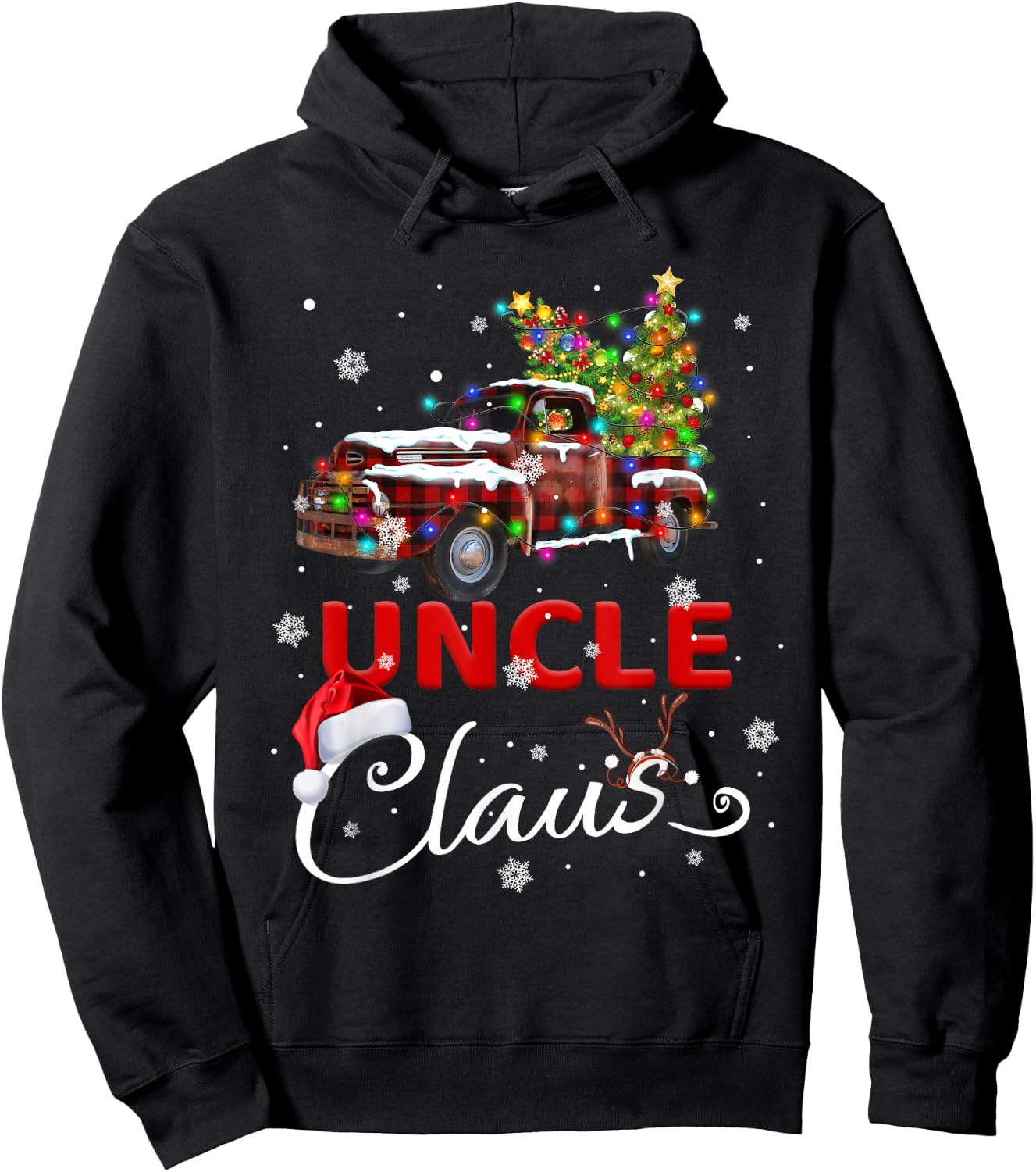 Uncle Claus Truck Santa Christmas Family Santa Men Women Hoodie - Hoodie | Black
