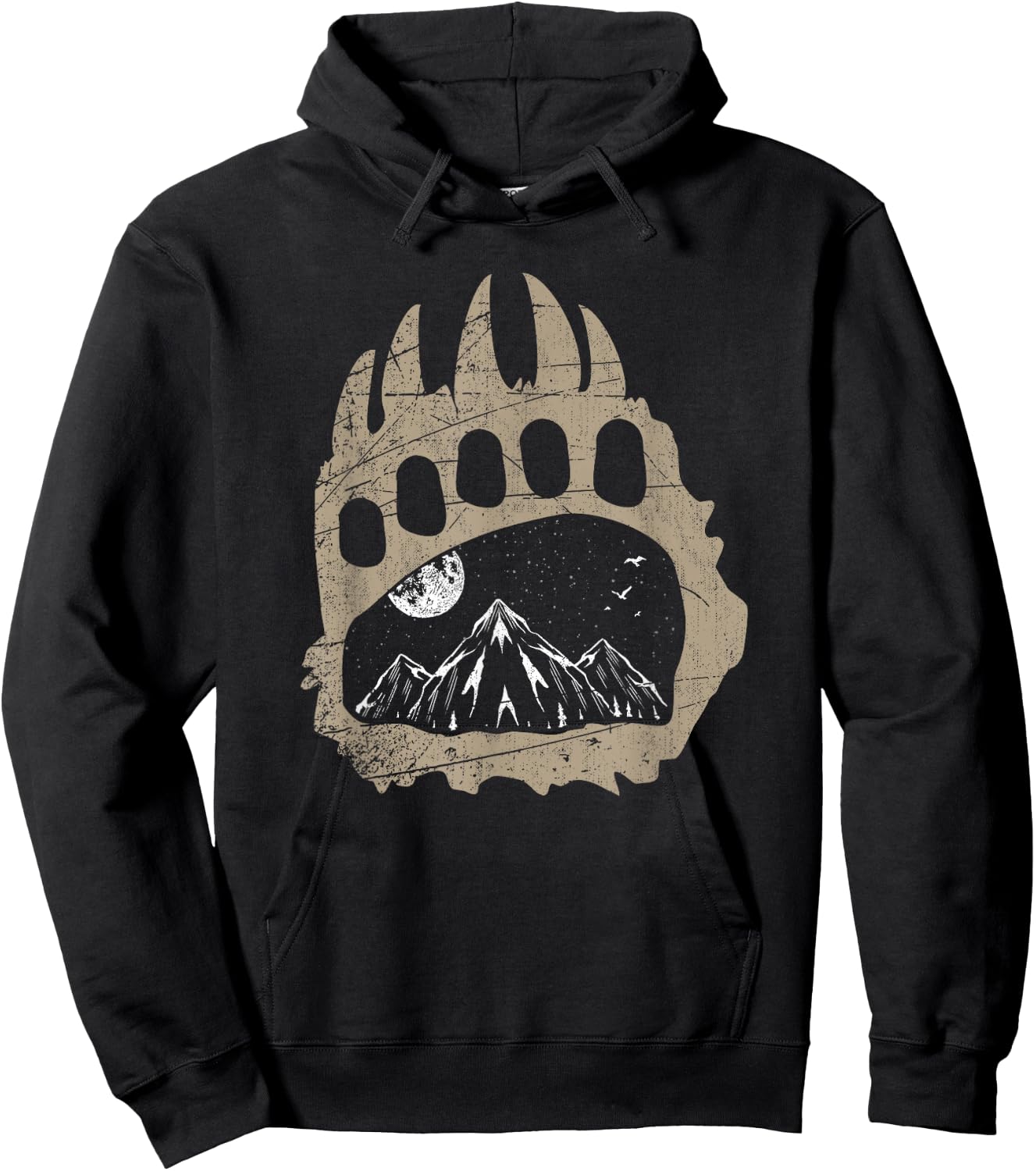 Hiker Mountains Animal Bear Hiking Outdoor Nature Forest Hoodie - Hoodie | Black