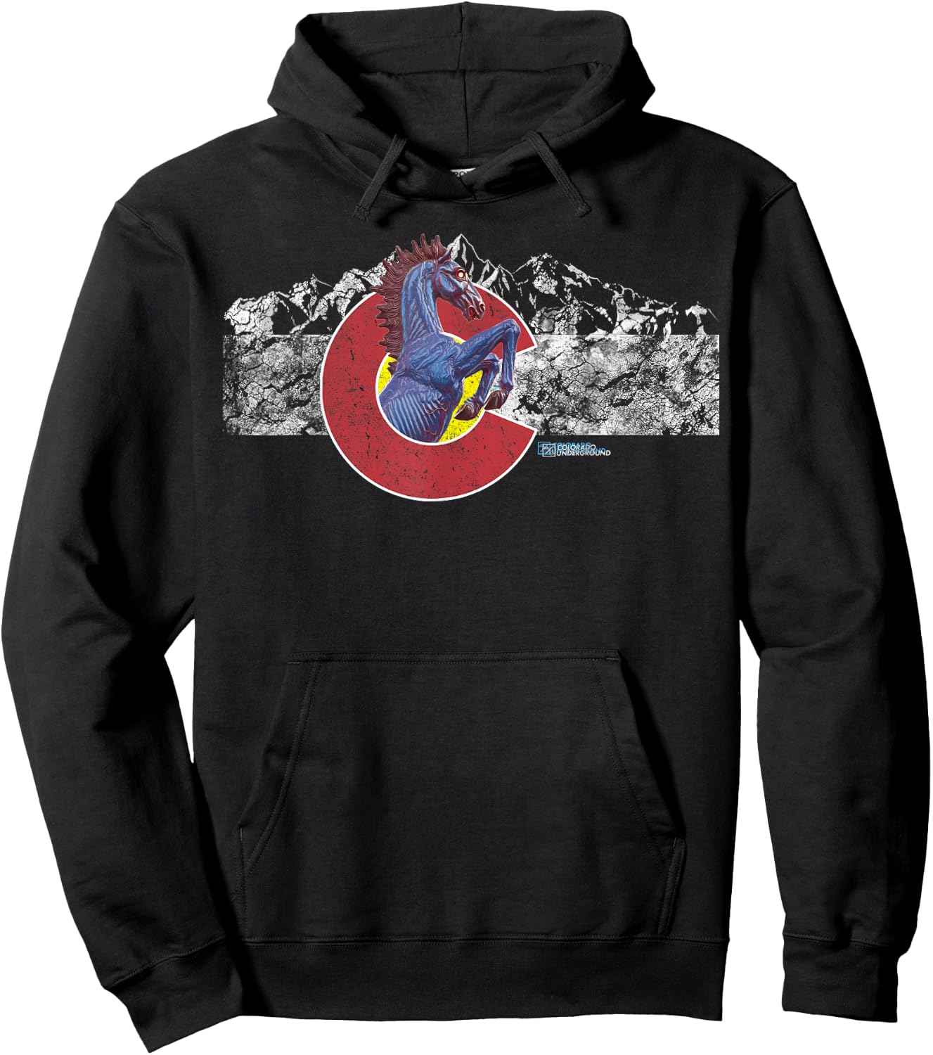 Colorado Flag and Blucifer Demon Horse Hoodie - Hoodie | Black