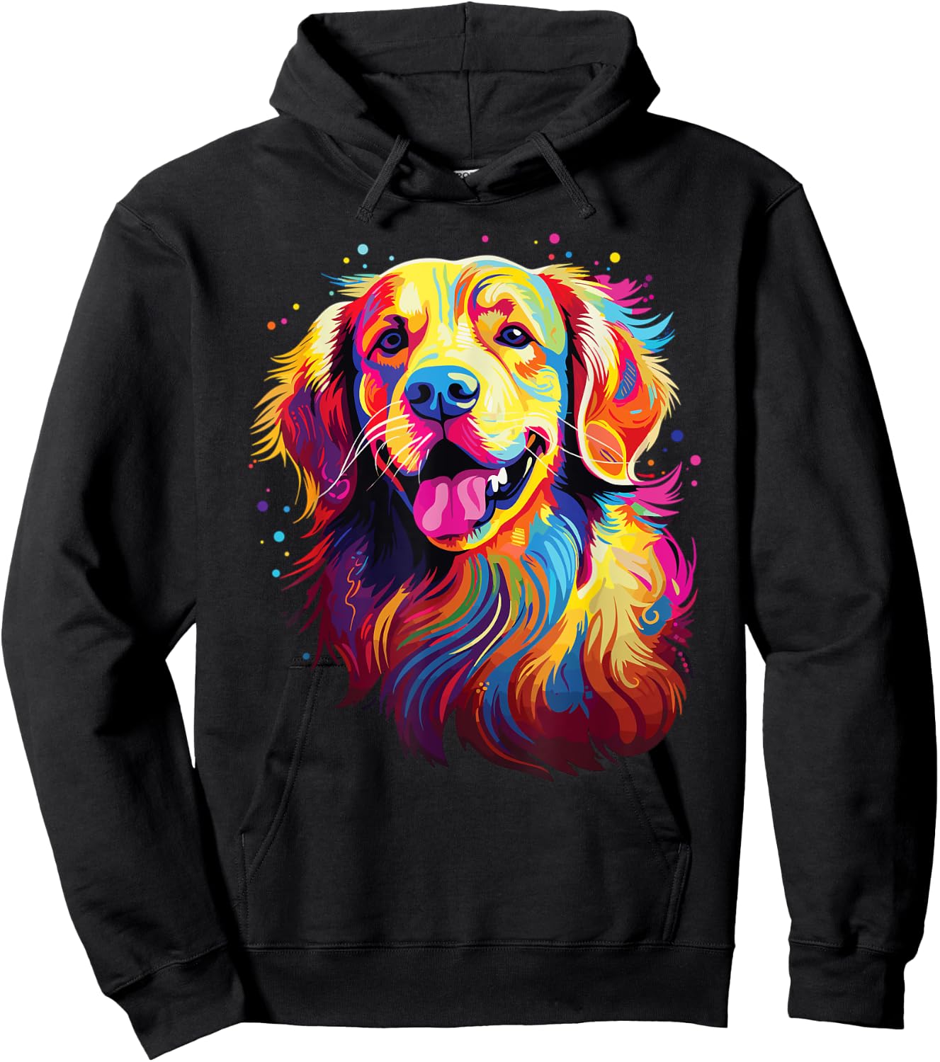 Watercolor Colorful Golden Retriever Dog Hoodie - Hoodie | Black