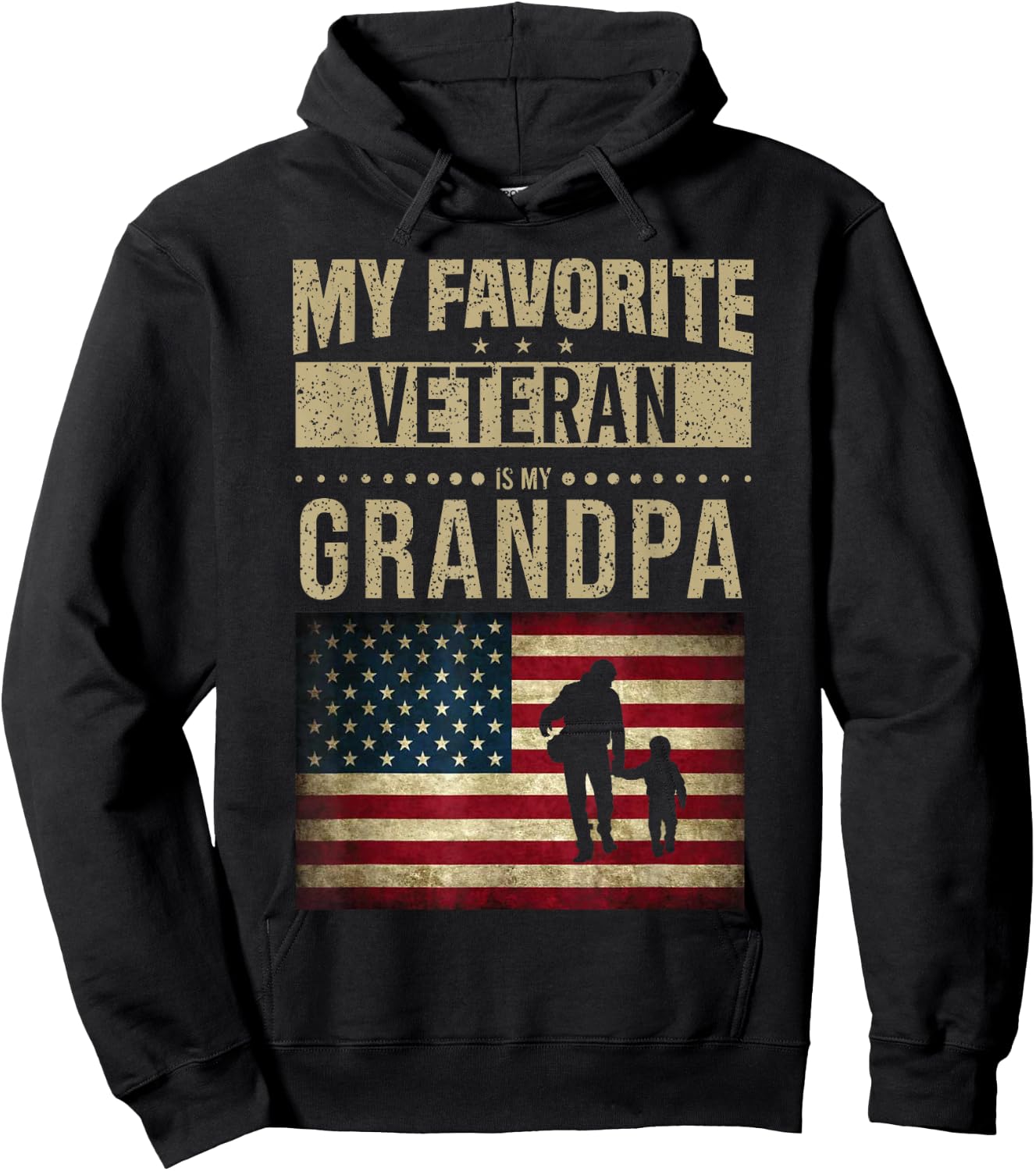 My Favorite Veteran Is My Grandpa American Flag Veteran Day Hoodie - Hoodie | Black