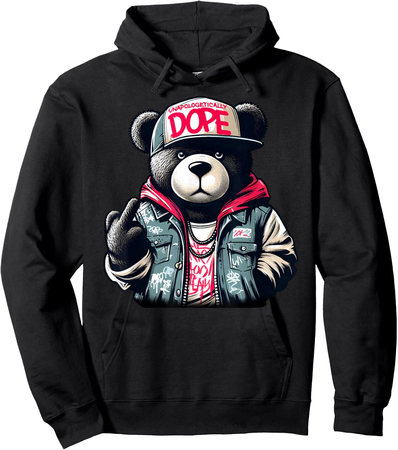 Unapologetically DOPE Teddy Bear Hip Hop Women Men Hoodie - Hoodie | Black