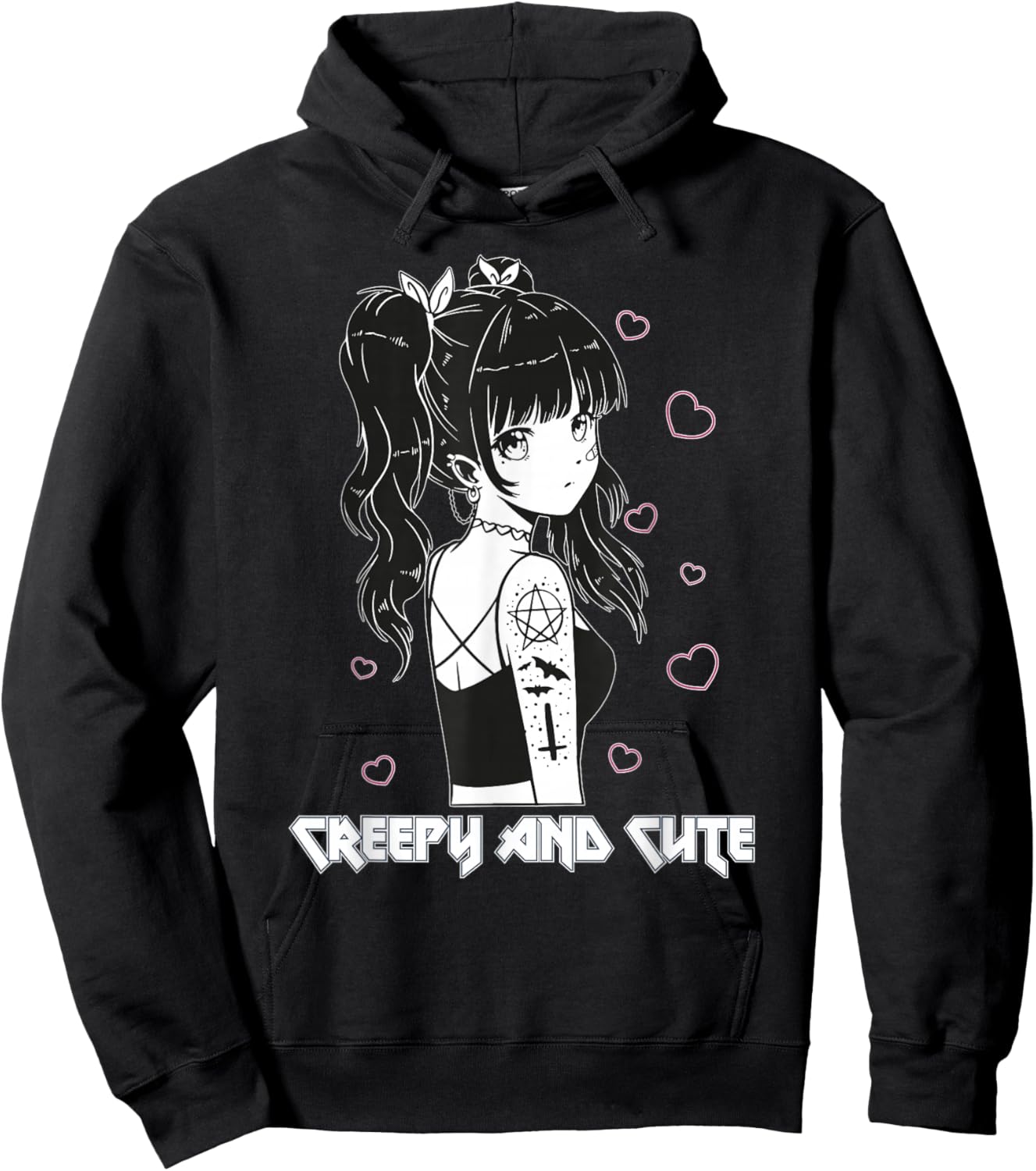 Creepy And Cute Emo Goth Girl Japanese Anime Hoodie - Hoodie | Black