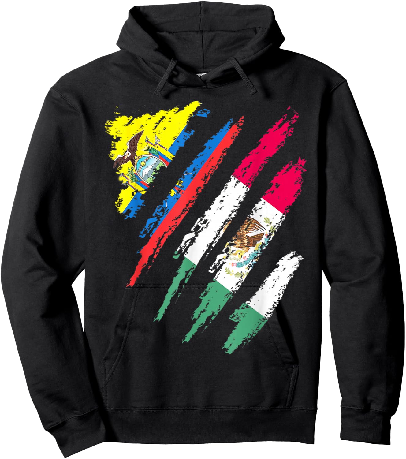 Ecuador Flag Mexico Grown Patriot Country Stripes Hoodie - Hoodie | Black
