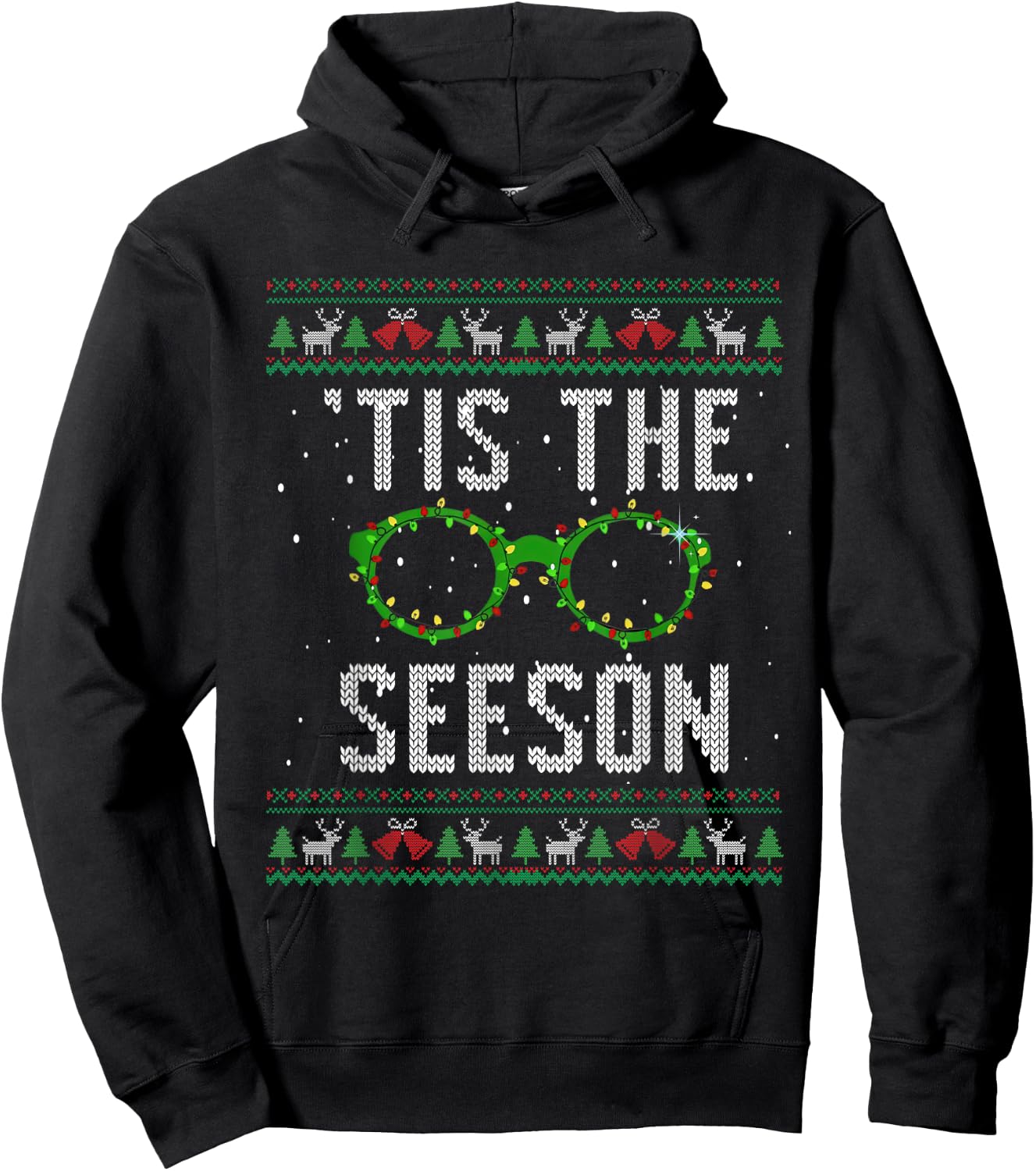 Optometry Christmas Season Tis The Seeson Ugly Sweater Xmas Hoodie - Hoodie | Black
