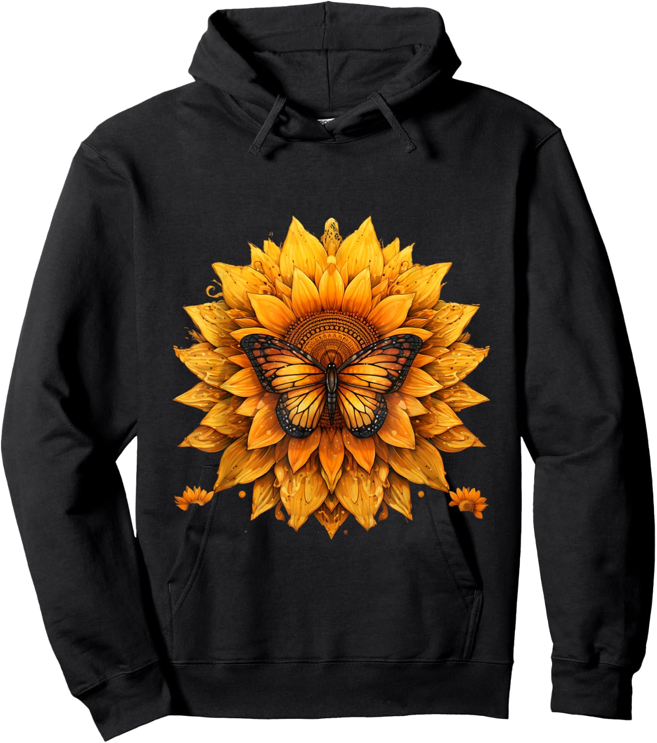 Sunflower butterfly floral vintage cool graphic Hoodie - Hoodie | Black
