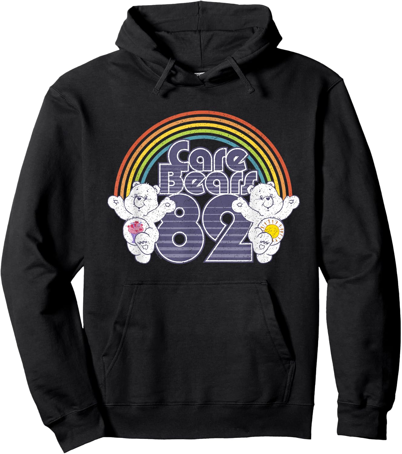 Care Bears 82 Rainbow With Share Bear And Cheer Bear Hoodie - Hoodie | Black