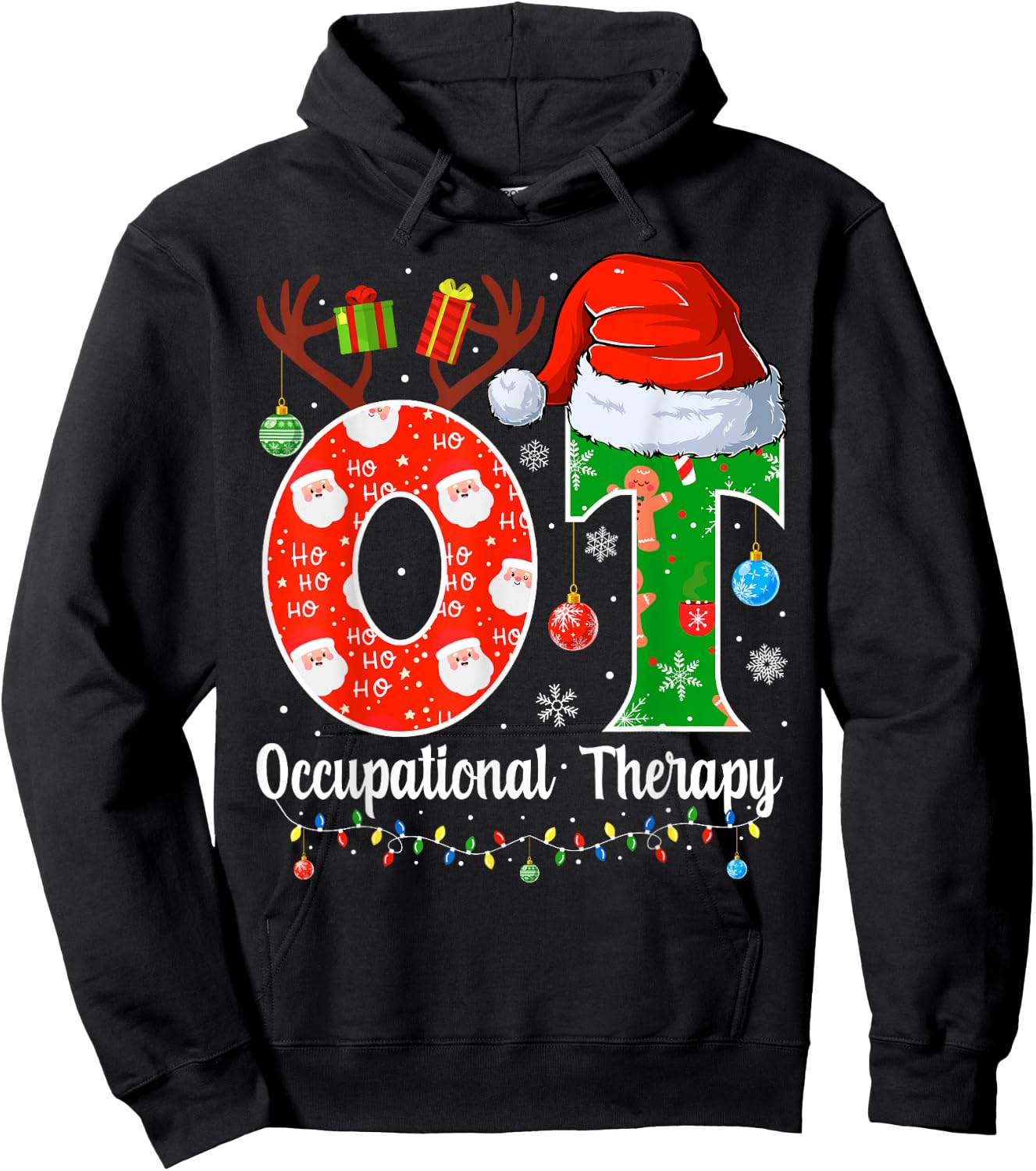 OT Christmas Occupational Therapy Christmas OT Hoodie - Hoodie | Black