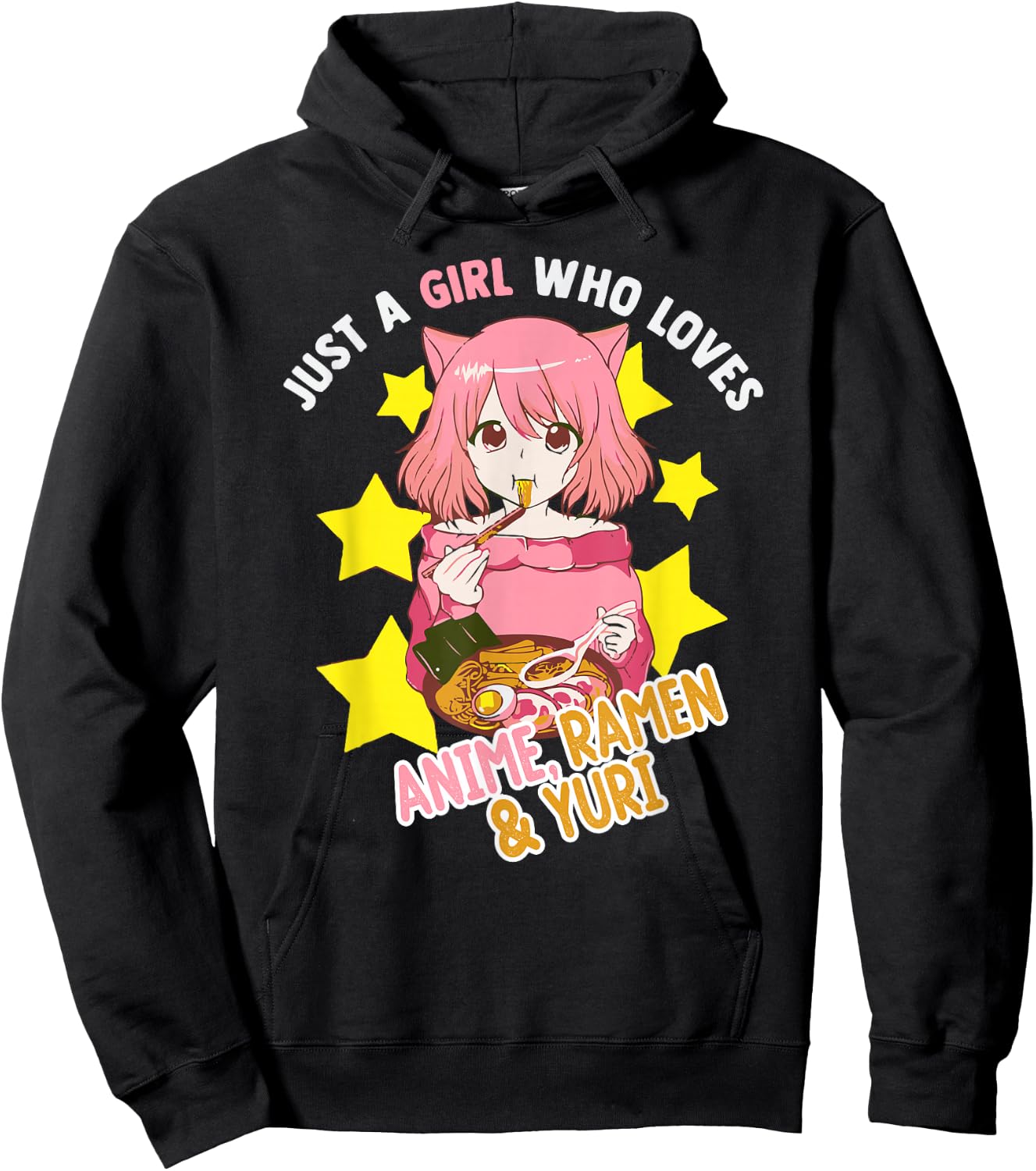 Just A Girl Who Loves Anime Ramen Yuri Lesbian Otaku Weeb Hoodie - Hoodie | Black