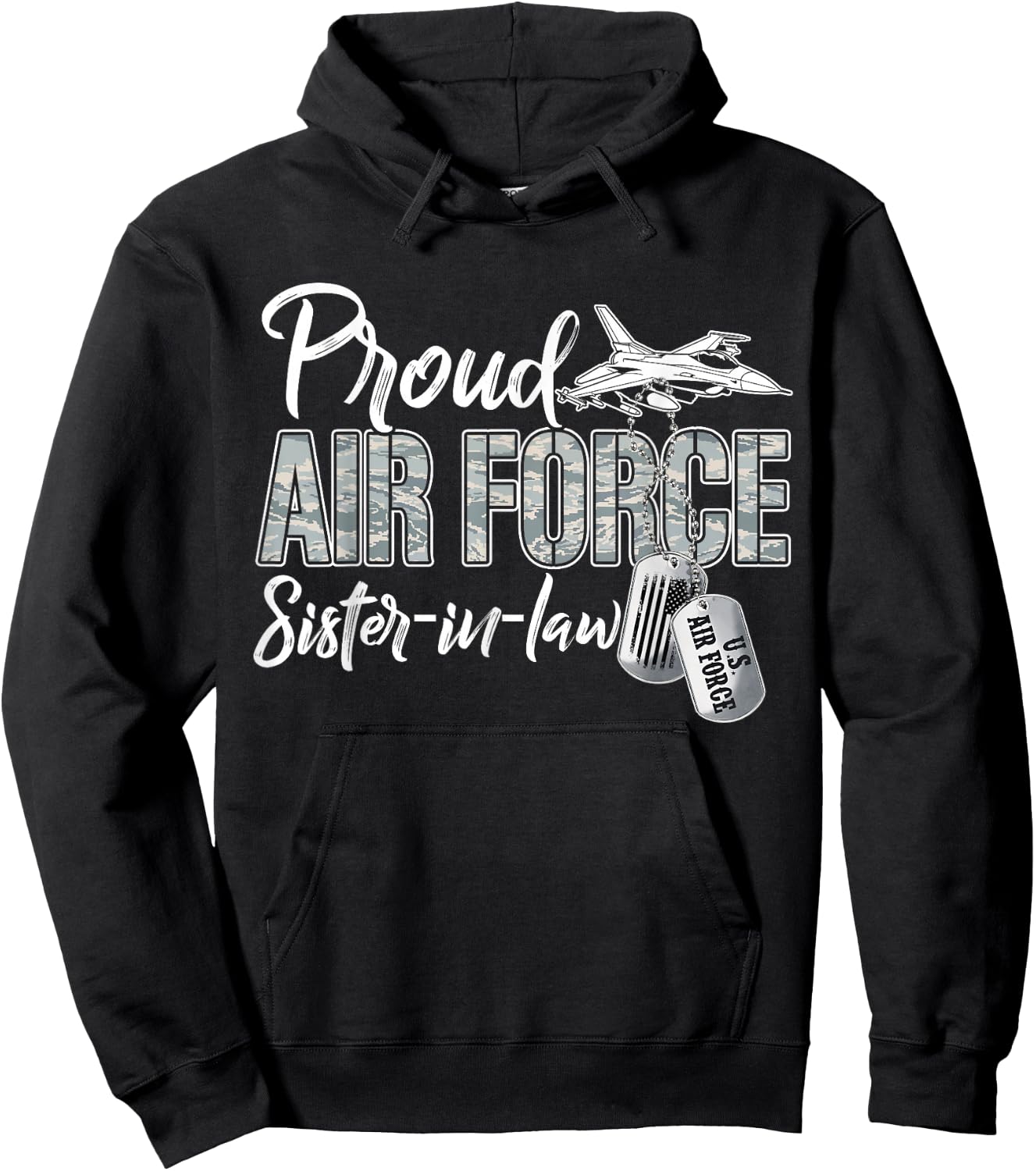 Proud Air Force Sister-In-Law US Military Family Matching Hoodie - Hoodie | Black