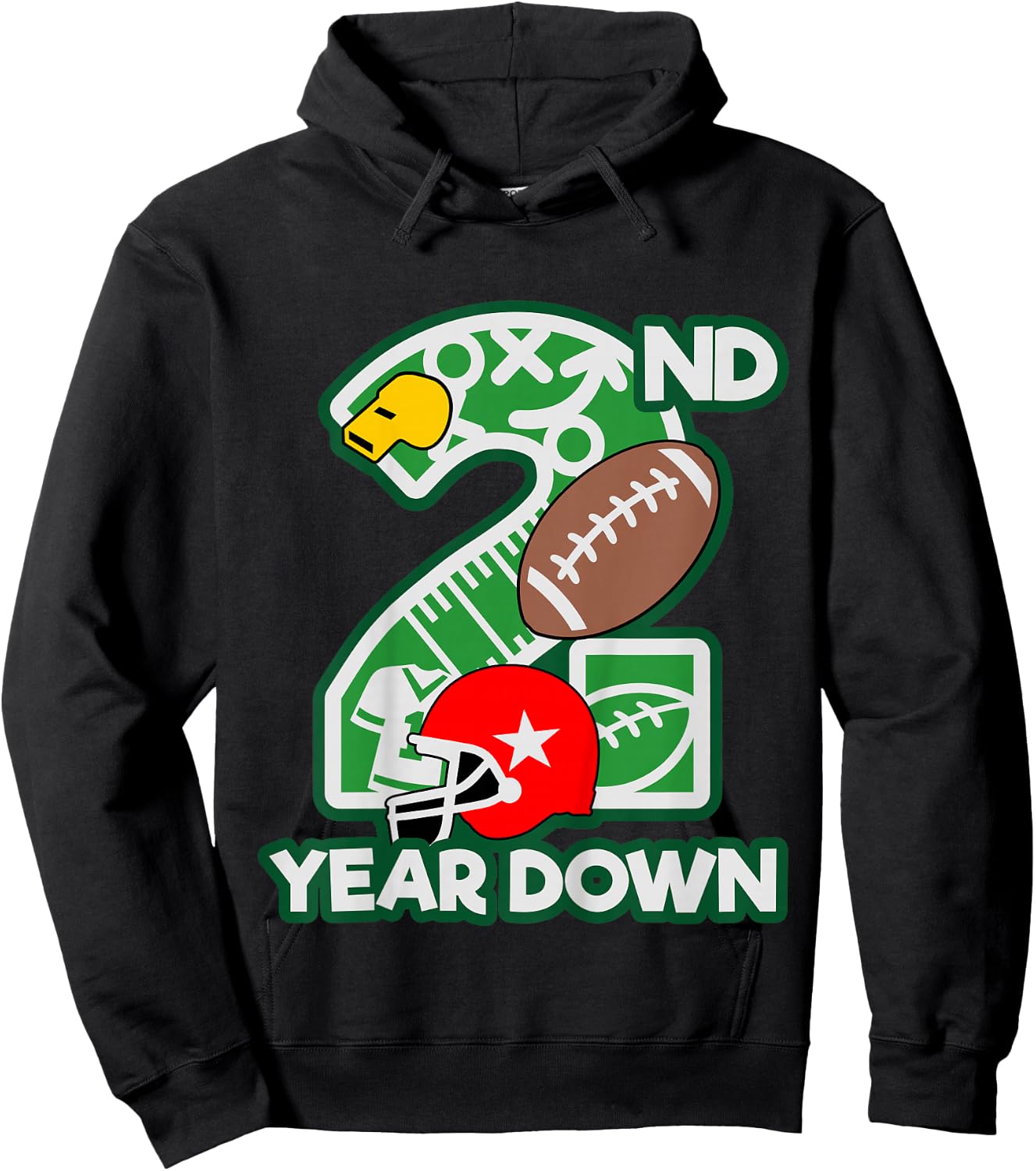 Kids 2nd birthday football theme party shirt 2 year old boy girl Hoodie - Hoodie | Black
