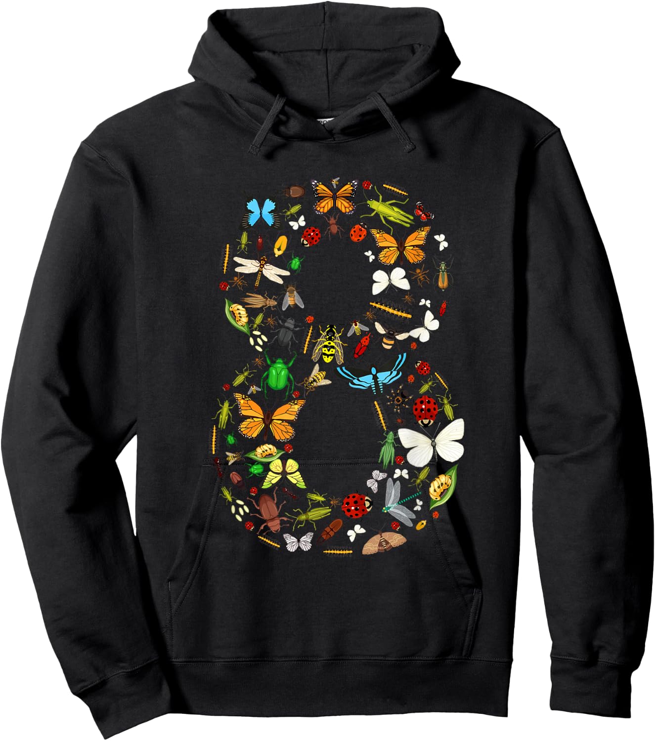 8 Years Old Eight Bug 8th Birthday Bugs Insects Boy Girl Hoodie - Hoodie | Black