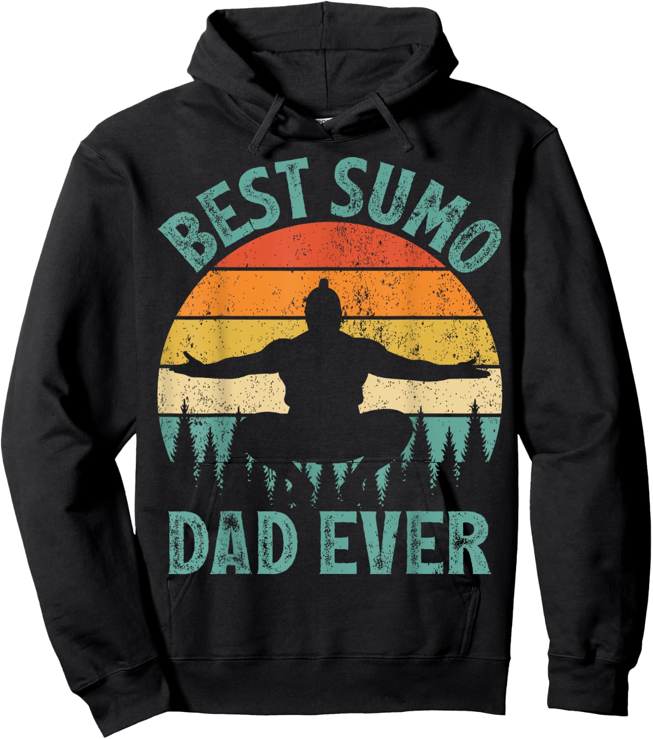 Funny Vintage Best Sumo Dad Ever Father's Day Hoodie - Hoodie | Black