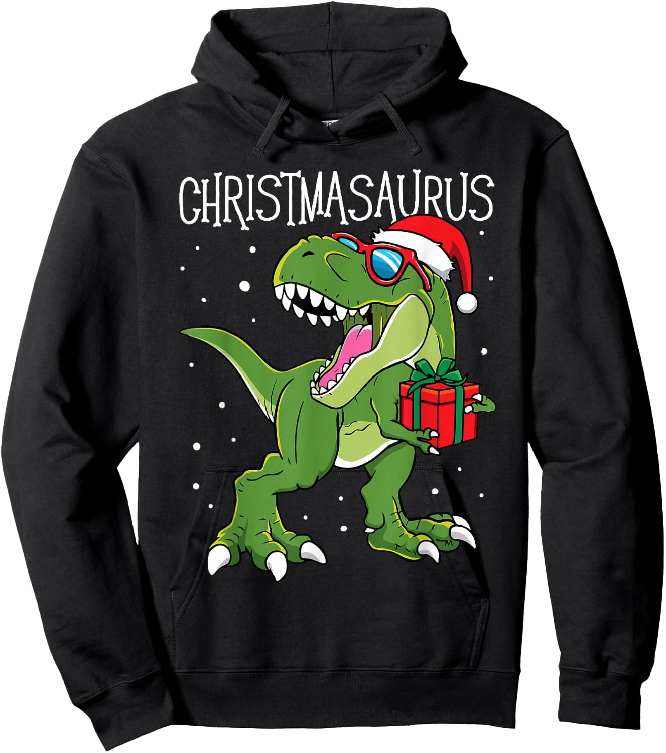 Boys Christmasaurus Christmas Dinosaur Dino Family Matching Hoodie - Hoodie | Black