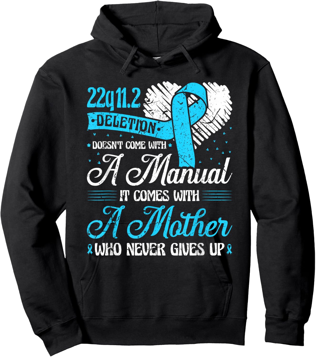 22q11.2 Deletion DiGeorge Syndrome Awareness Ribbon Hoodie - Hoodie | Black