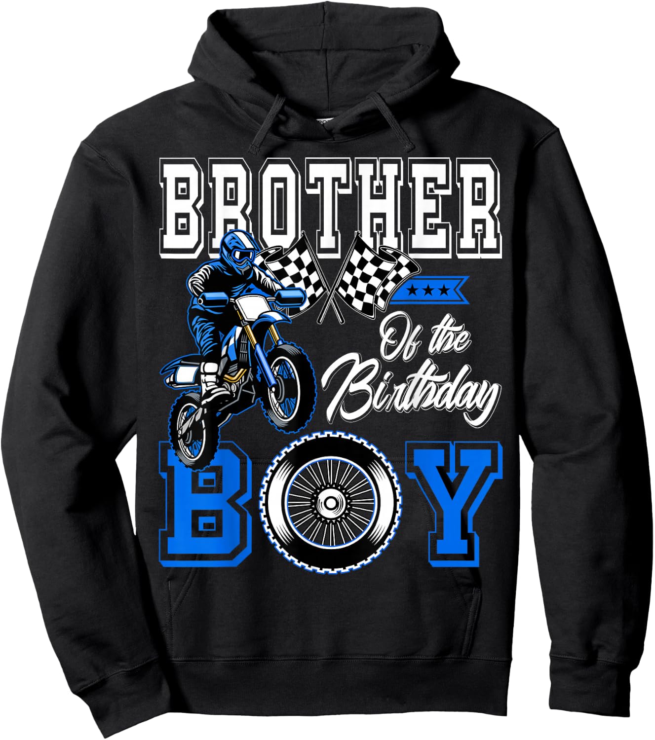 Brother of the Birthday Boy Dirt Bike Metching Family Party Hoodie - Hoodie | Black