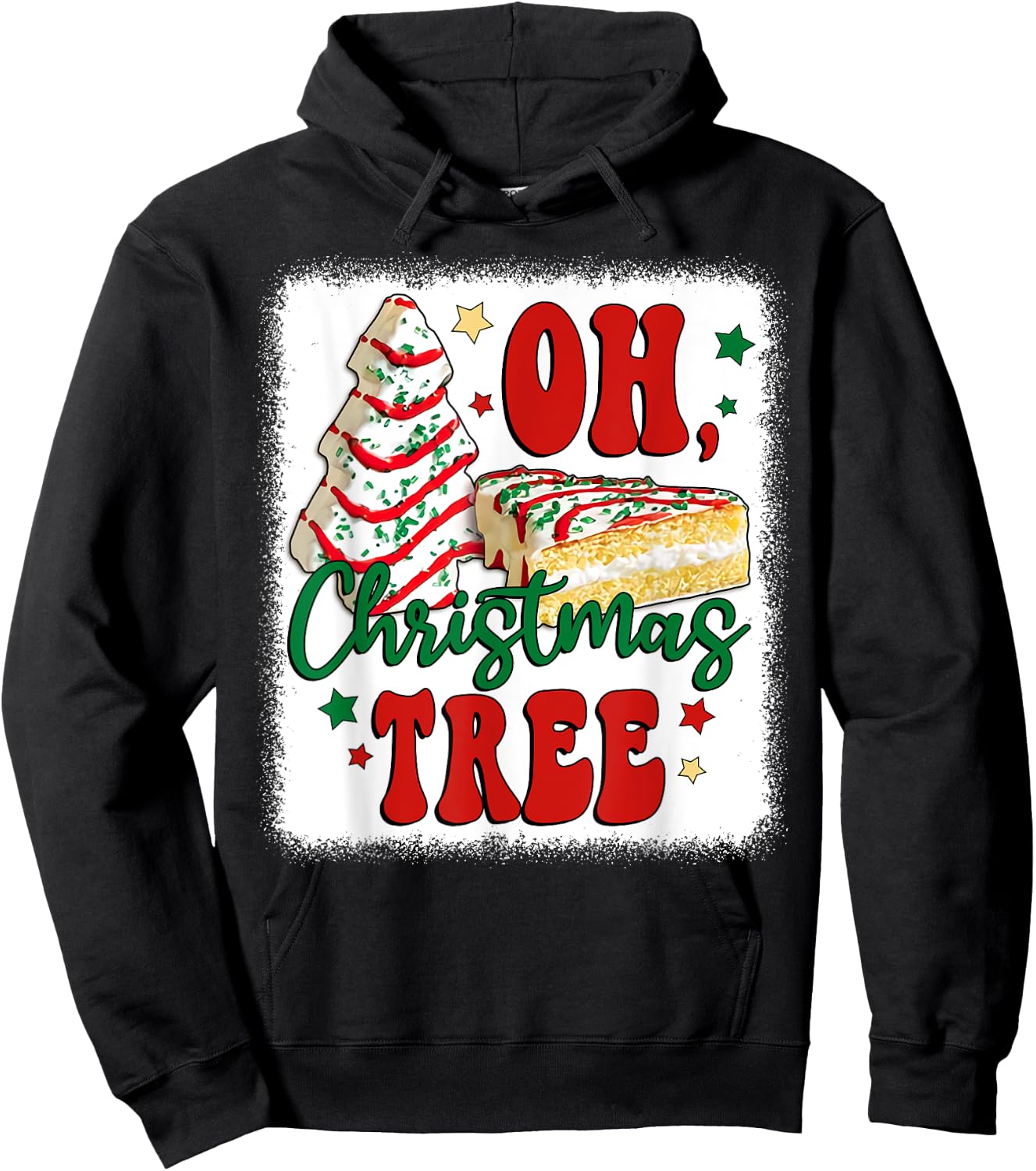 Oh Christmas Tree Cakes Debbie Becky Jen Groovy Retro Pajama Hoodie - Hoodie | Black