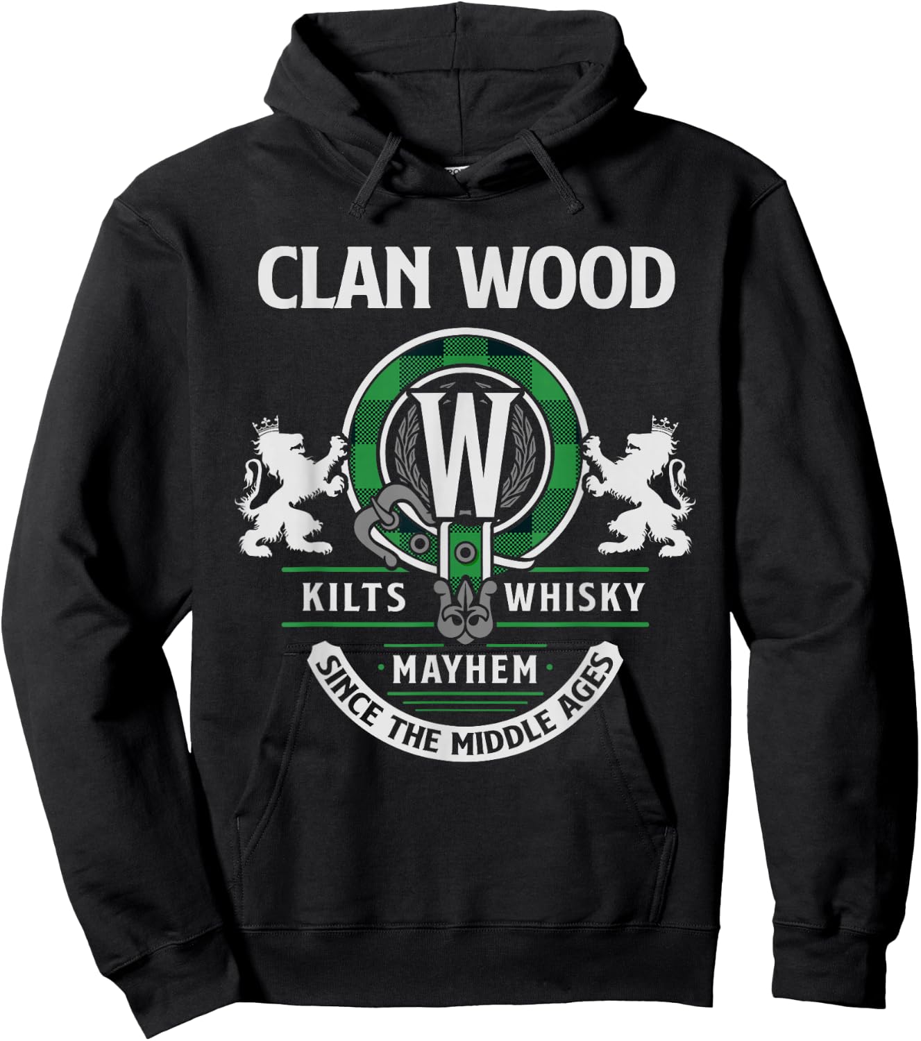 Clan Wood Scottish Surname Family Highland Games Hoodie - Hoodie | Black