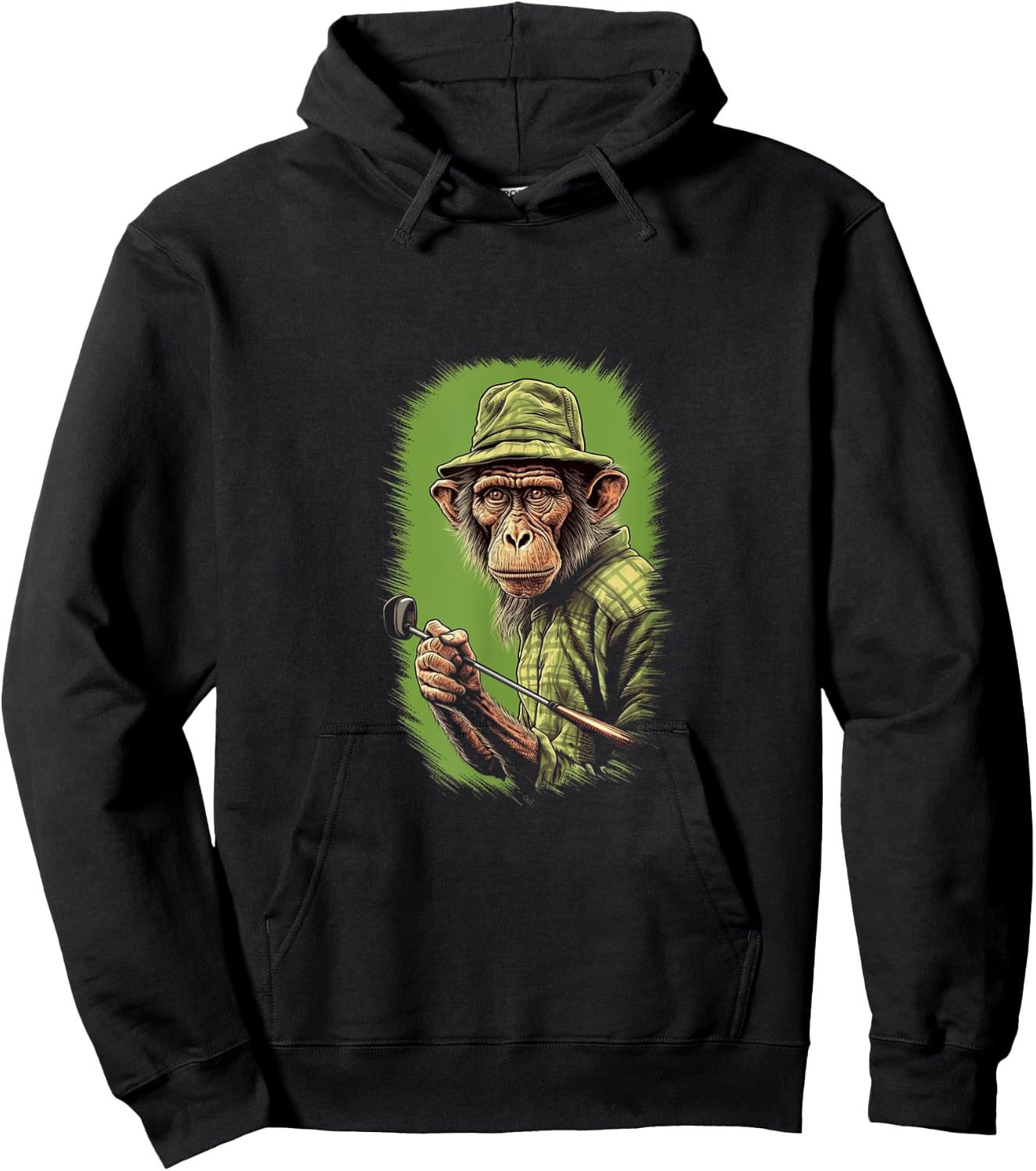 Golfer Monkey Golf Club Golf Player Golfing Ape Primate Hoodie - Hoodie | Black