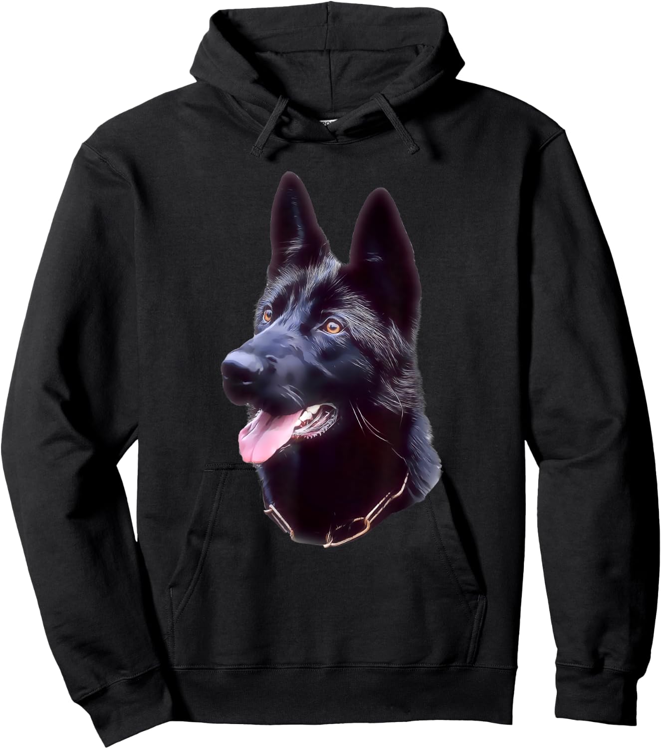 Black German shepherd portrait art, black shepherd owner Hoodie - Hoodie | Black