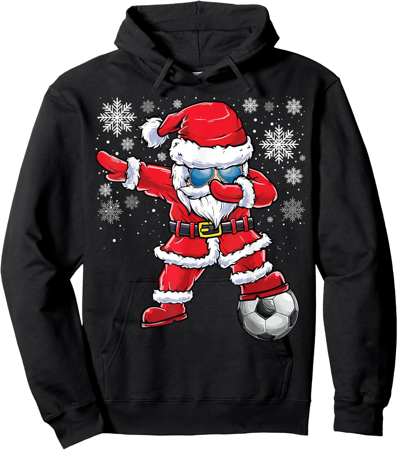 Dabbing Santa Boys Girls Funny Soccer Player Christmas Hoodie - Hoodie | Black