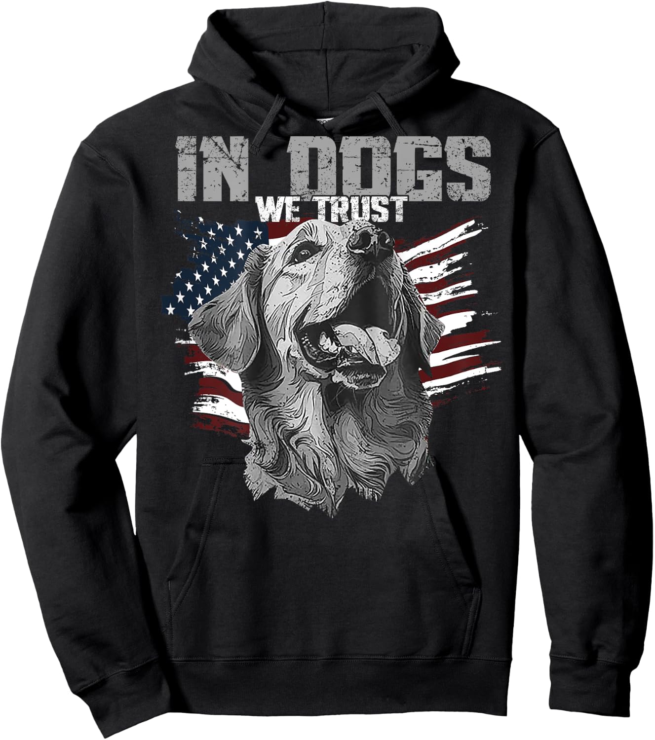 Golden Retriever In Dogs We Trust (on back) Hoodie - Hoodie | Black
