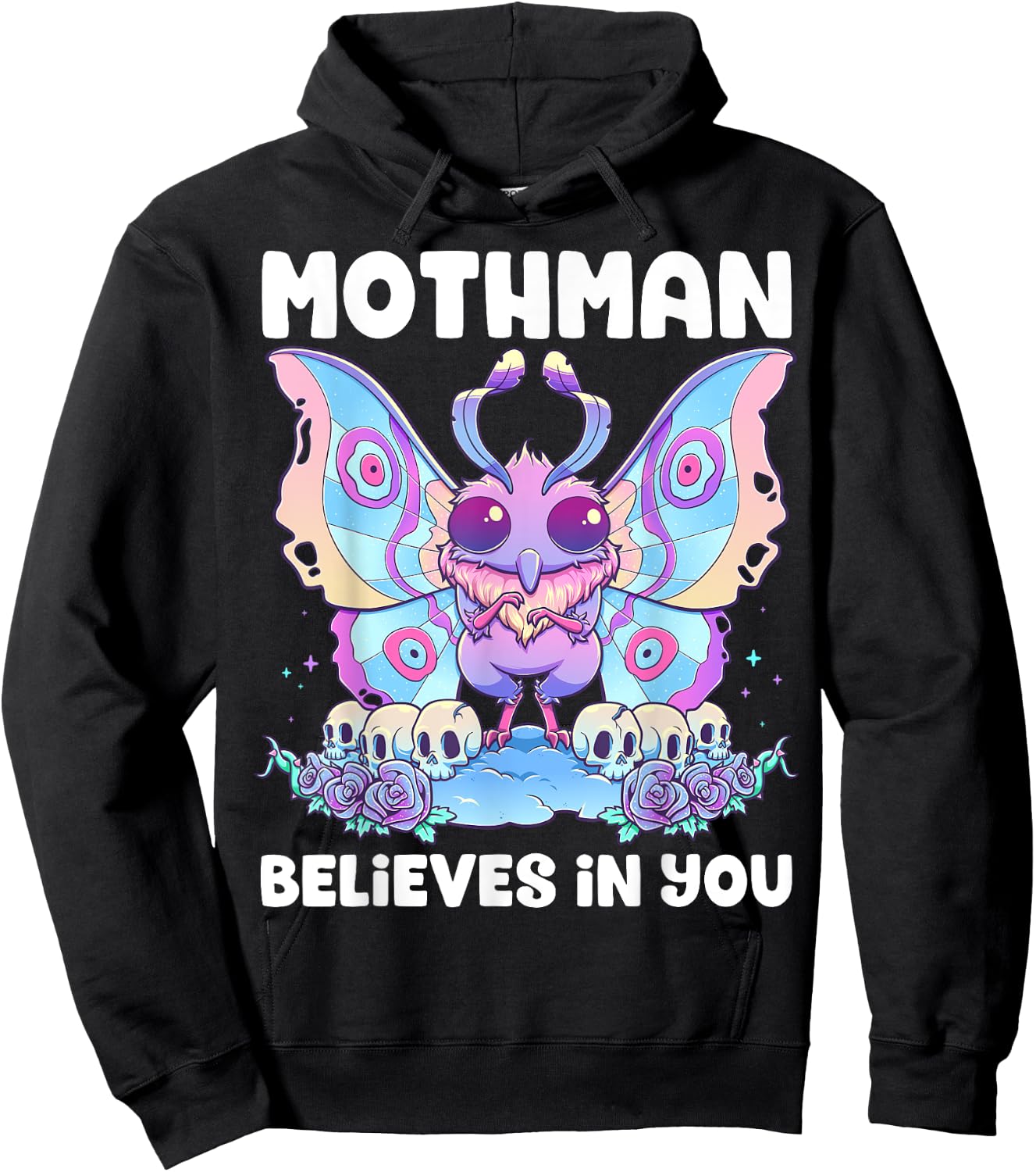 Pastel Goth Mothman Believes You Me Gothic Cryptid Wicca Hoodie - Hoodie | Black