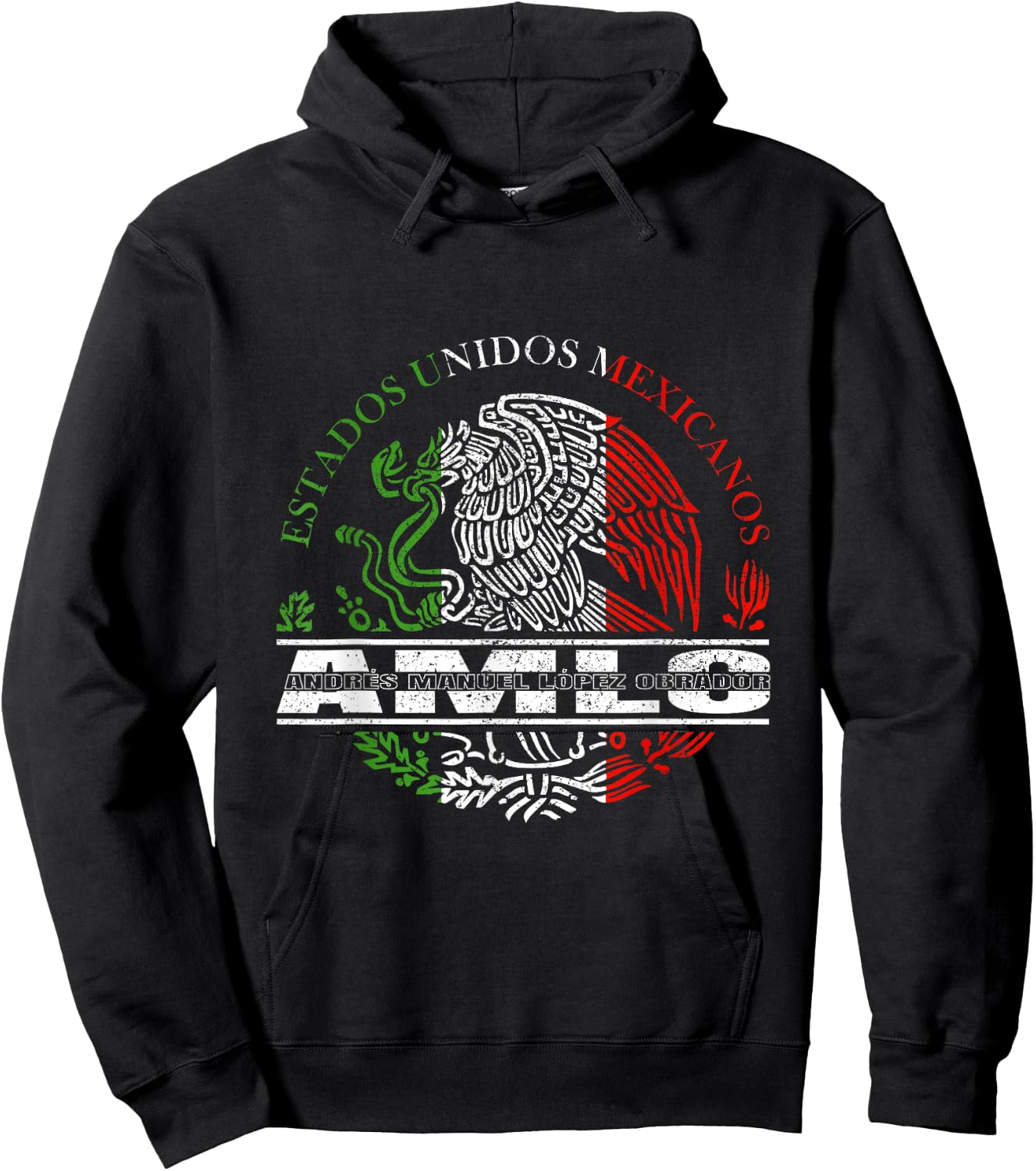 AMLO Aguila Mexicana Tricolor Mexican Eagle Hoodie - Hoodie | Black