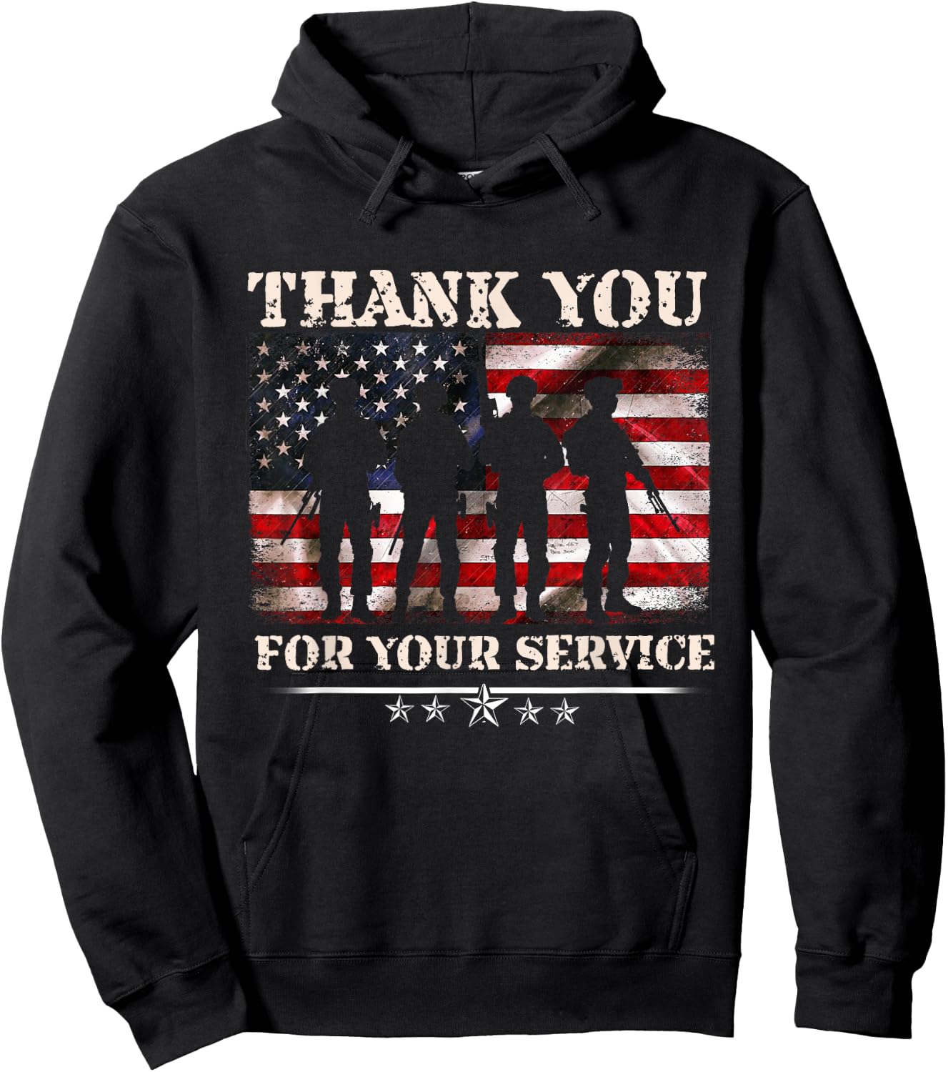 Thank You For Your Service American Flag Veterans Day Hoodie - Hoodie | Black