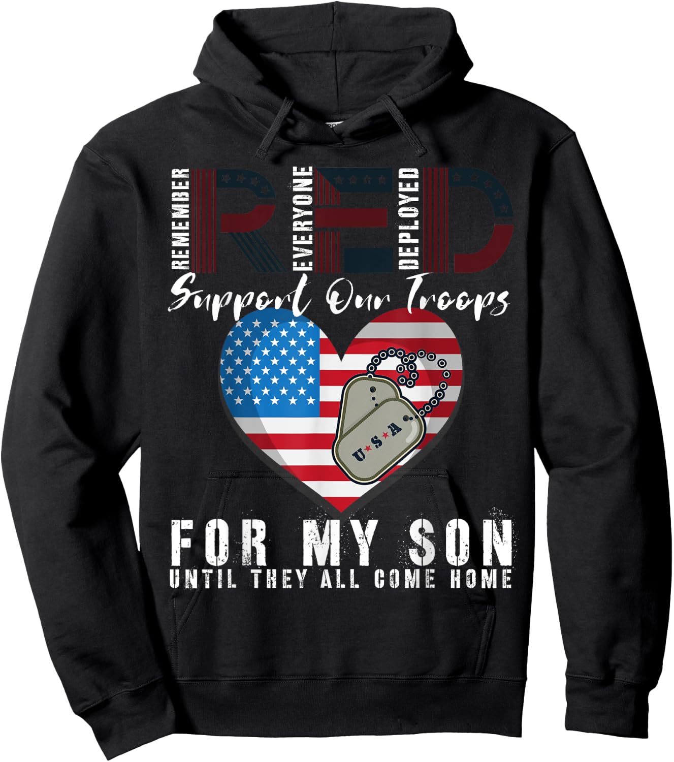 Red Friday Military I Wear Red For My Son Remember Everyone Hoodie - Hoodie | Black