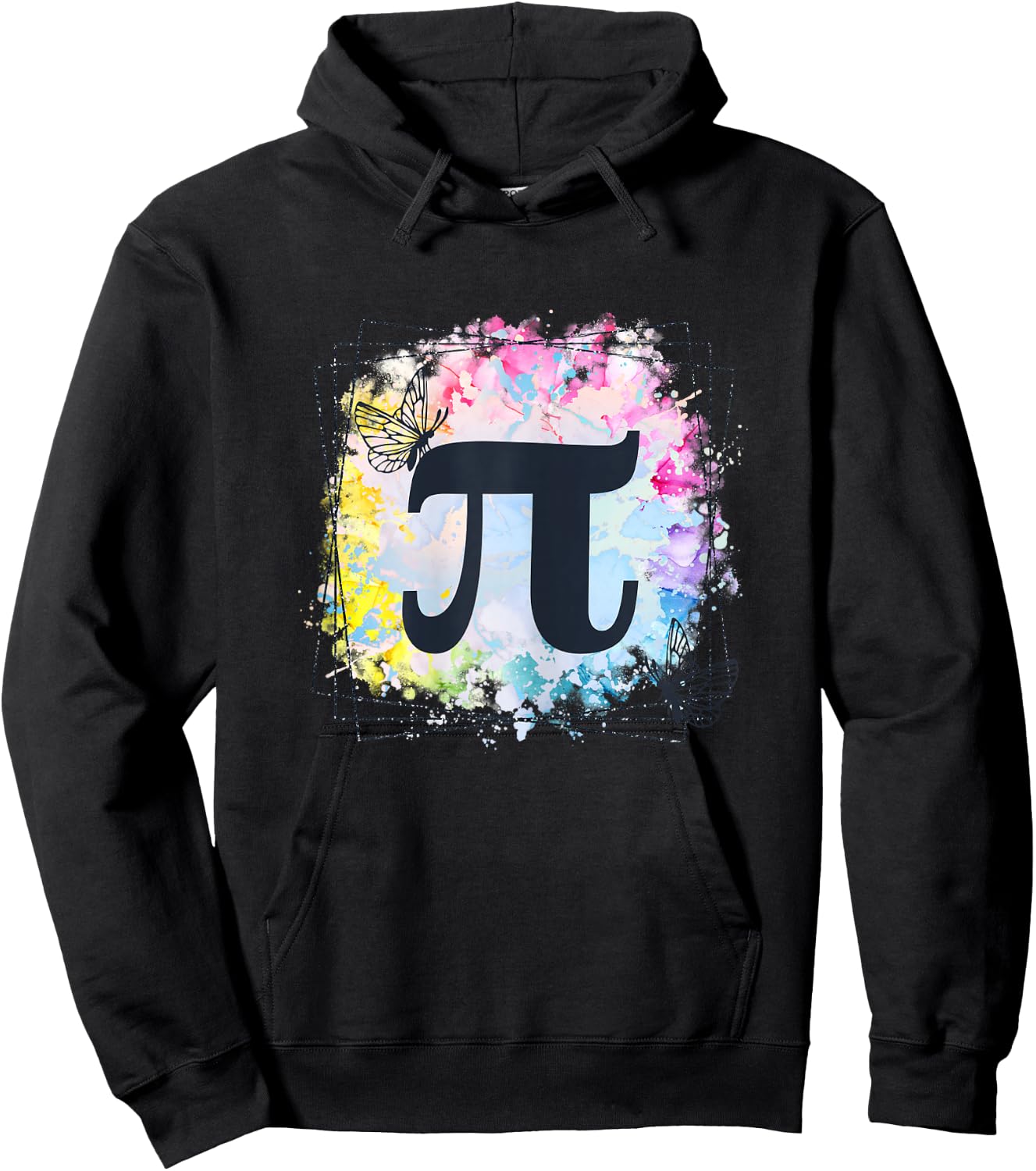 Pi Day Girly Rainbow Butterfly Colorful Geometry Math Hoodie - Hoodie | Black