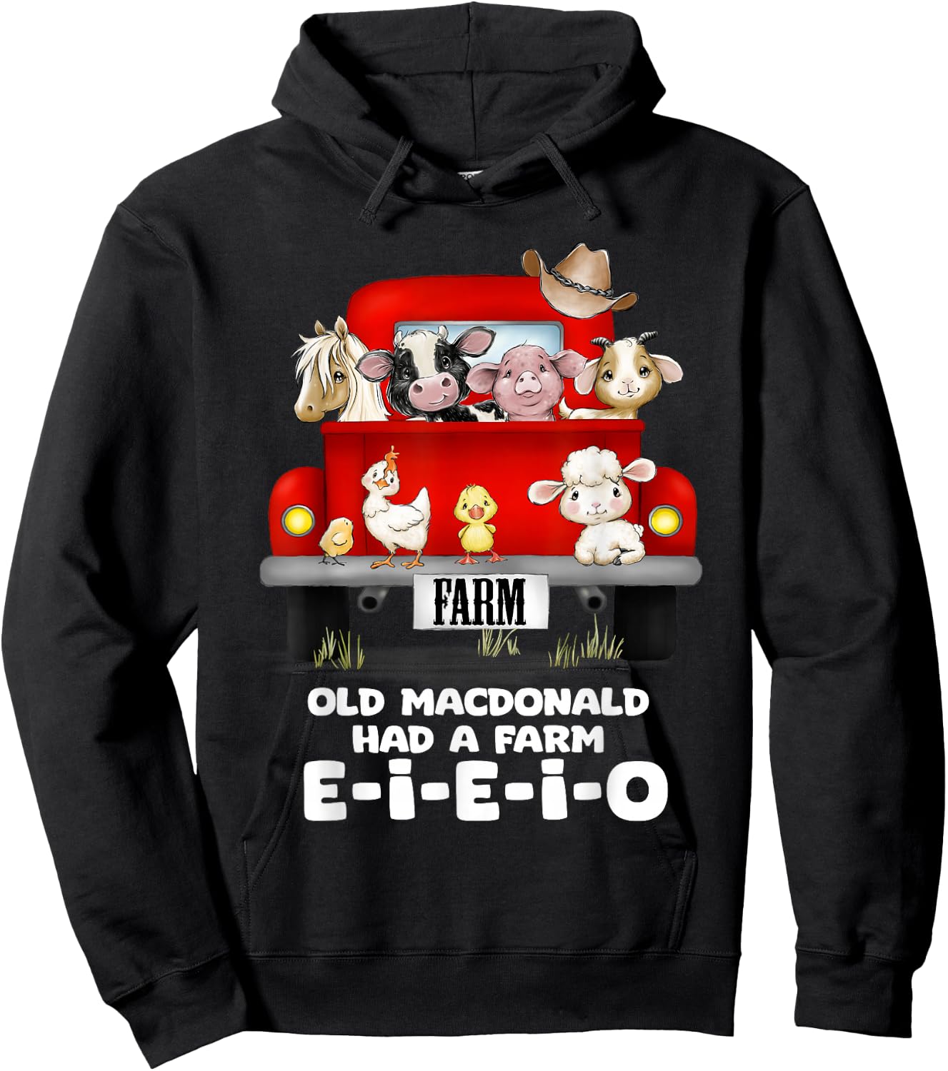 Toddler Kids Old MacDonald Had a Farm E-I-E-I-O Nursery Song Hoodie - Hoodie | Black