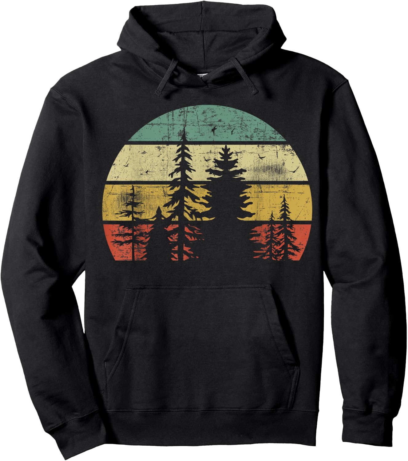 Retro Wildlife Trees Outdoors Nature Forest Hoodie - Hoodie | Black