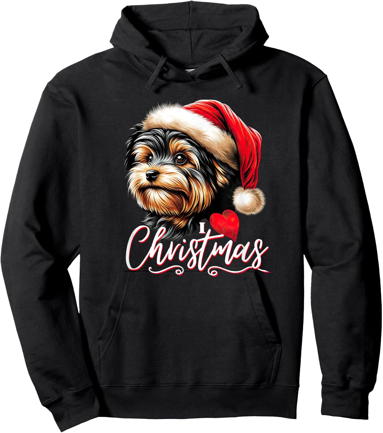 Yorkie Poo I Love Christmas Hoodie - Hoodie | Black