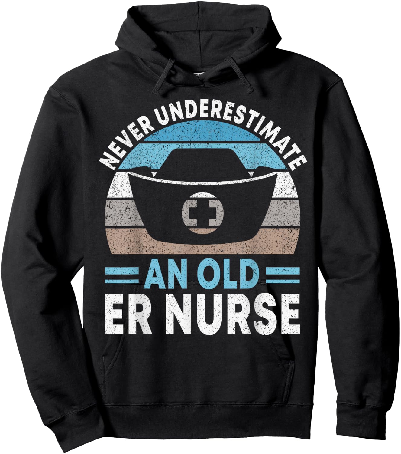 Never underestimate an old ER Nurse Emergency Room Nurse Hoodie - Hoodie | Black