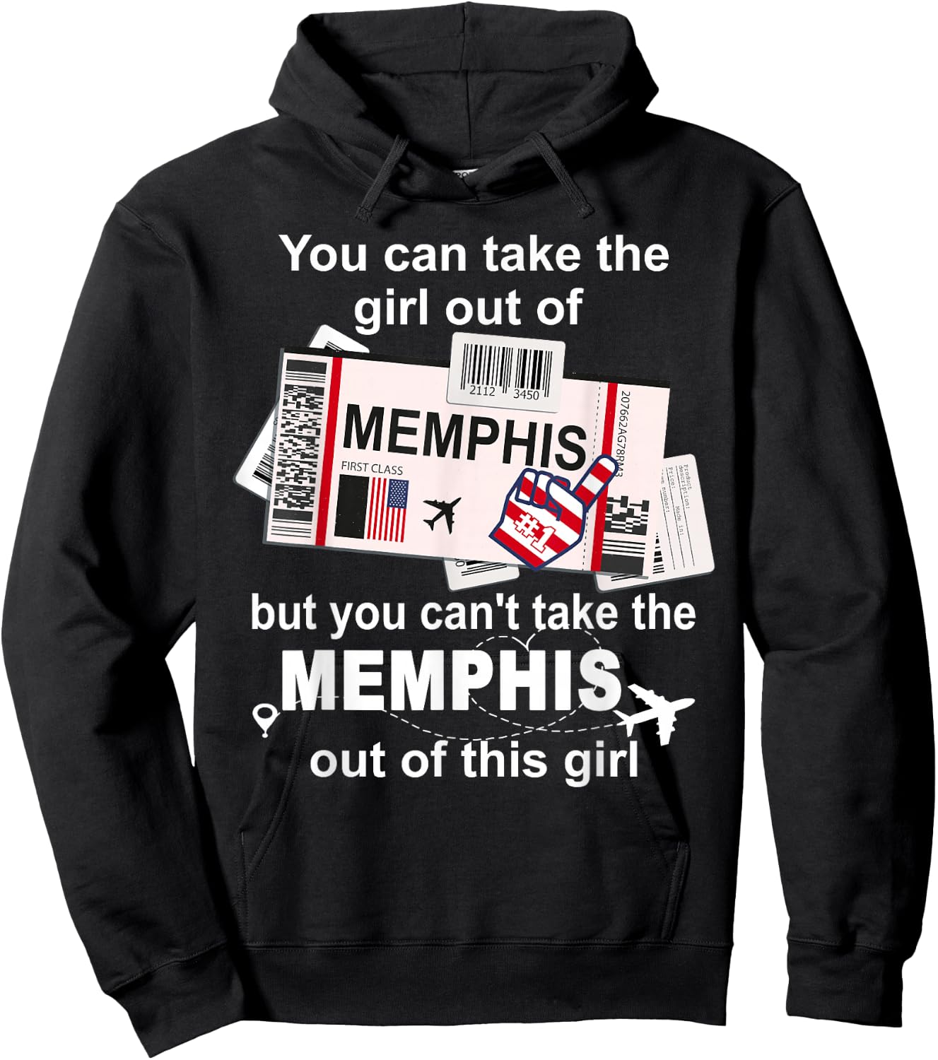 Memphis Boarding Pass - Memphis Girl Hoodie - Hoodie | Black