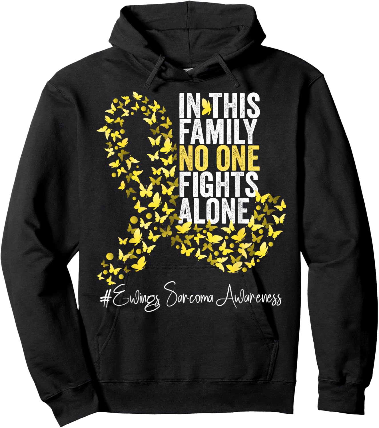 Ewings Sarcoma Awareness Month Yellow Ribbon Hoodie - Hoodie | Black