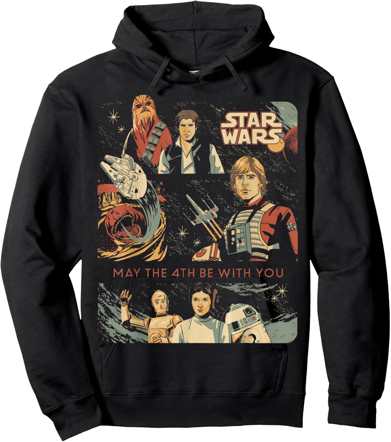 Star Wars May the 4th Be With You Classic Vintage Art Hoodie - Hoodie | Black