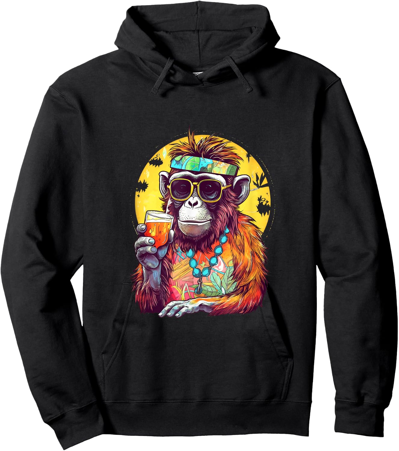 Monkey Drinking Beer Funny Beer Drinker Drunk Gorilla Ape Hoodie - Hoodie | Black