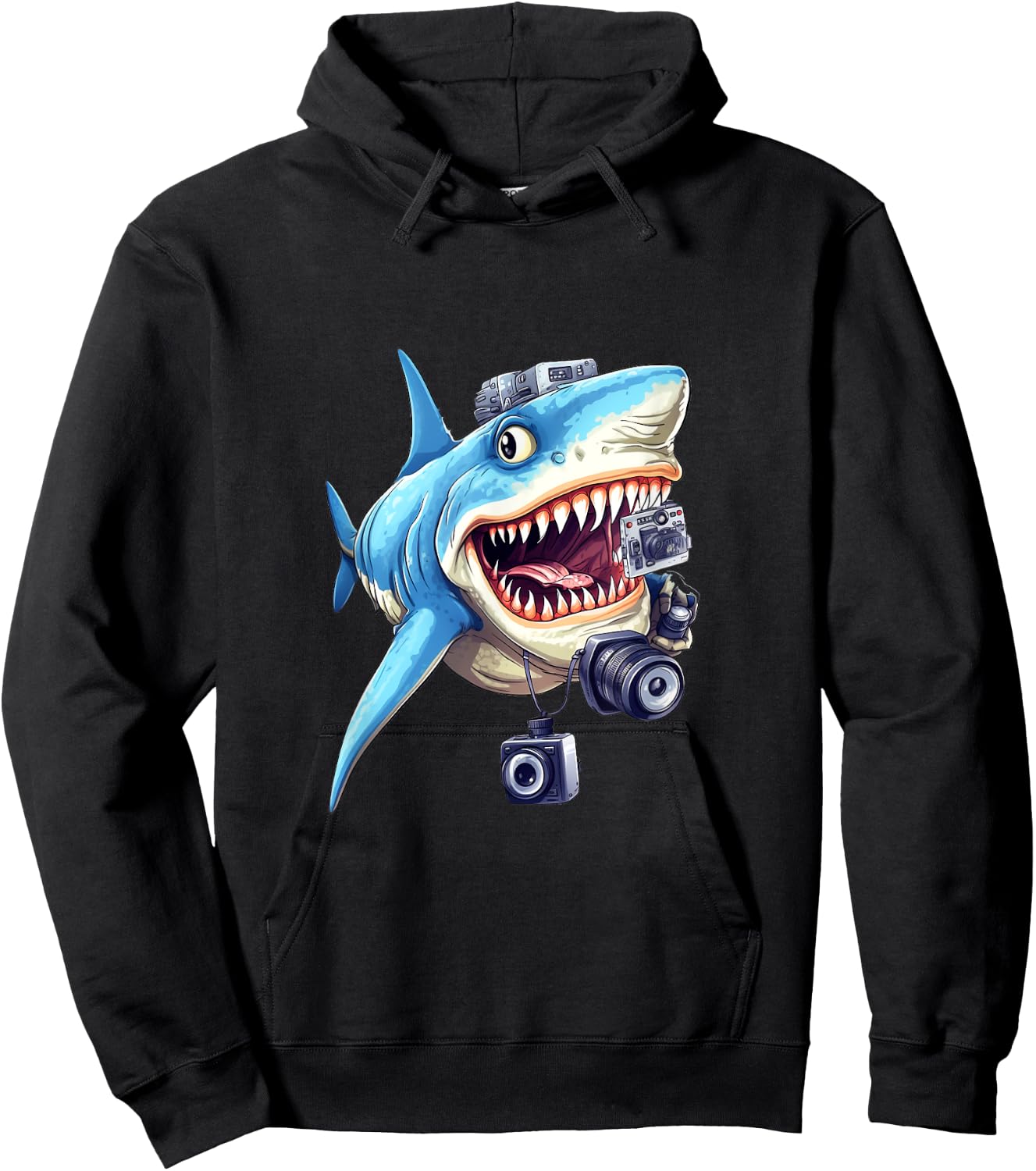 Shark Photographer Camera Photograph Photography Shark Lover Hoodie - Hoodie | Black