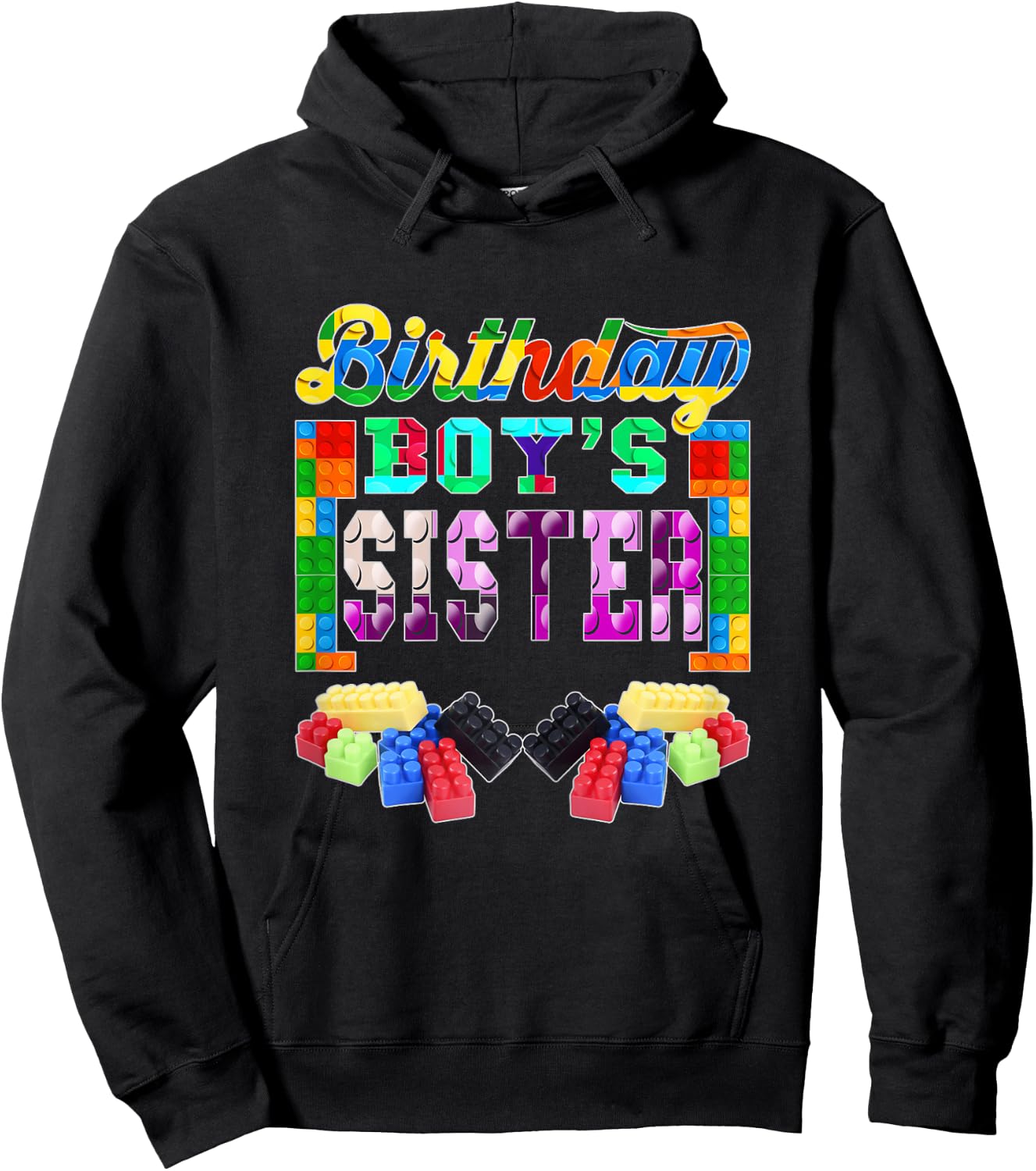 Building Brick Blocks Sister Of Birthday Boy B-day Builder Hoodie - Hoodie | Black