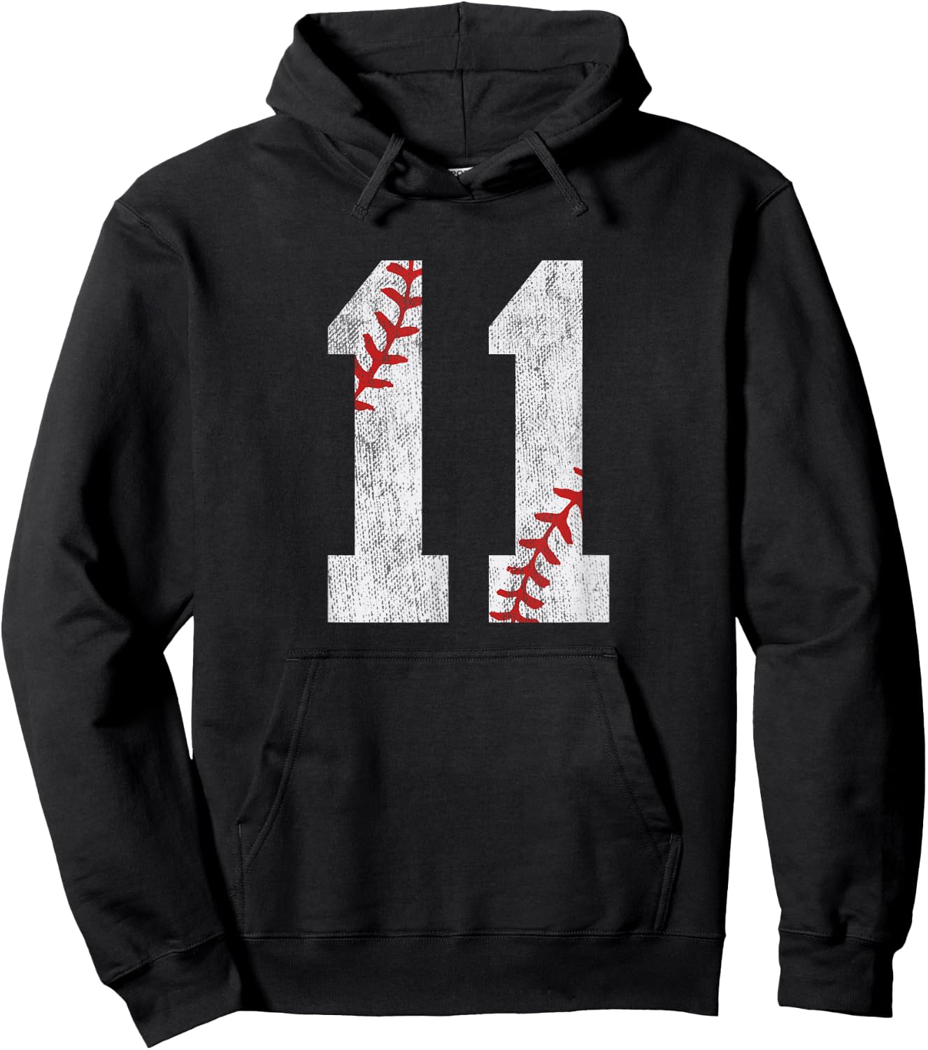 Number #11 Vintage 11th Birthday Baseball Lover 11 Years Old Hoodie - Hoodie | Black