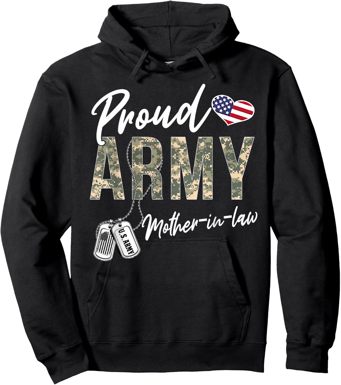Proud Army Mother-In-Law Army Graduation Army Mother-In-Law Hoodie - Hoodie | Black