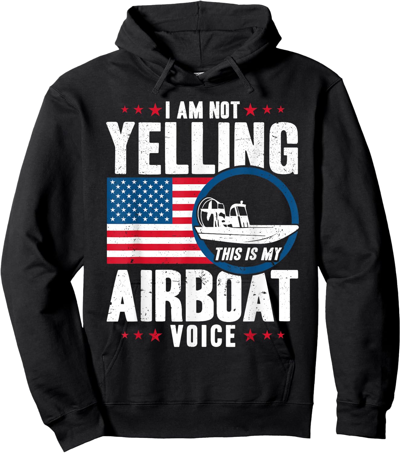 Airboat Captain My Airboat Voice American Flag Hoodie - Hoodie | Black