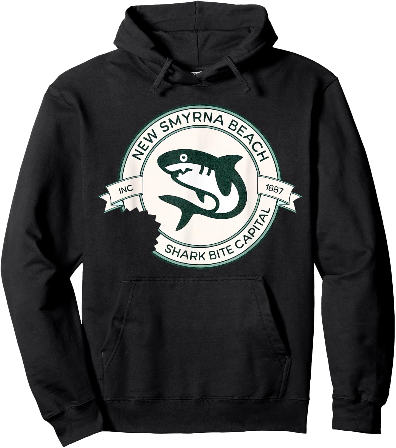 New Smyrna Beach: Shark Bite Capital Of The World Graphic Women Girls Kids Hoodie - Hoodie | Black